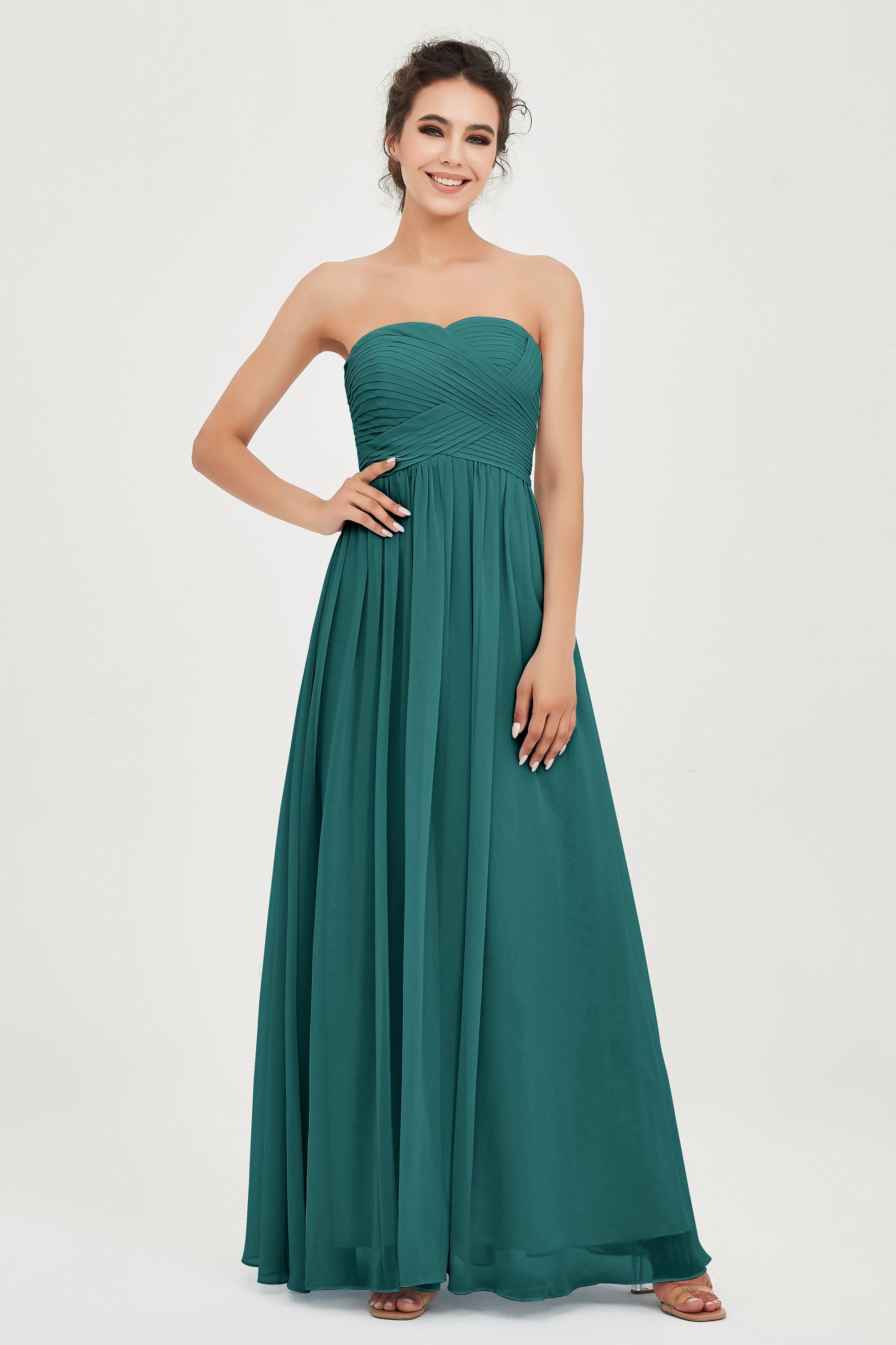 clean-lined bridesmaid dress night-out dress chiffon strapless formal evening gowns