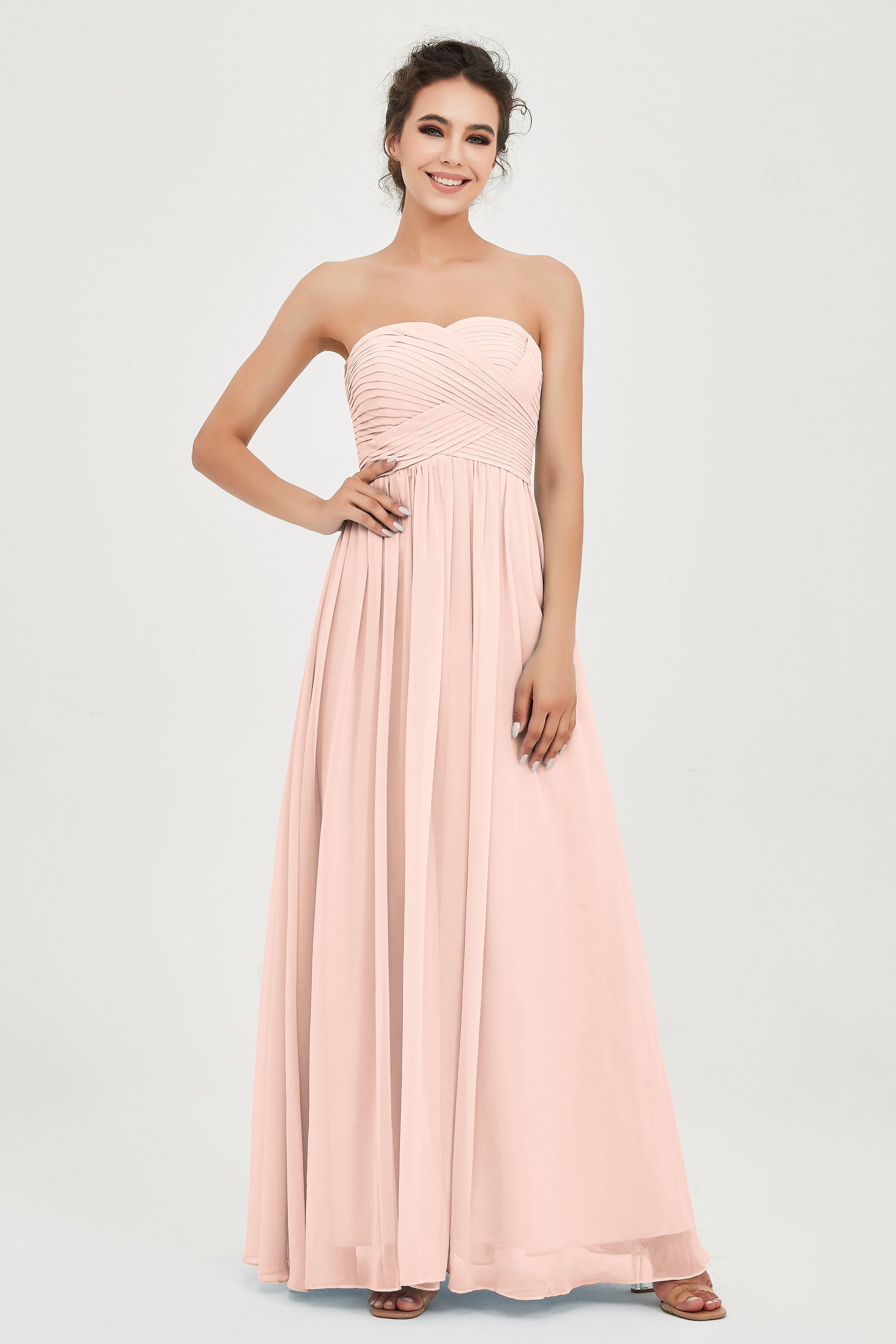 clean-lined bridesmaid dress night-out dress chiffon strapless formal evening gowns