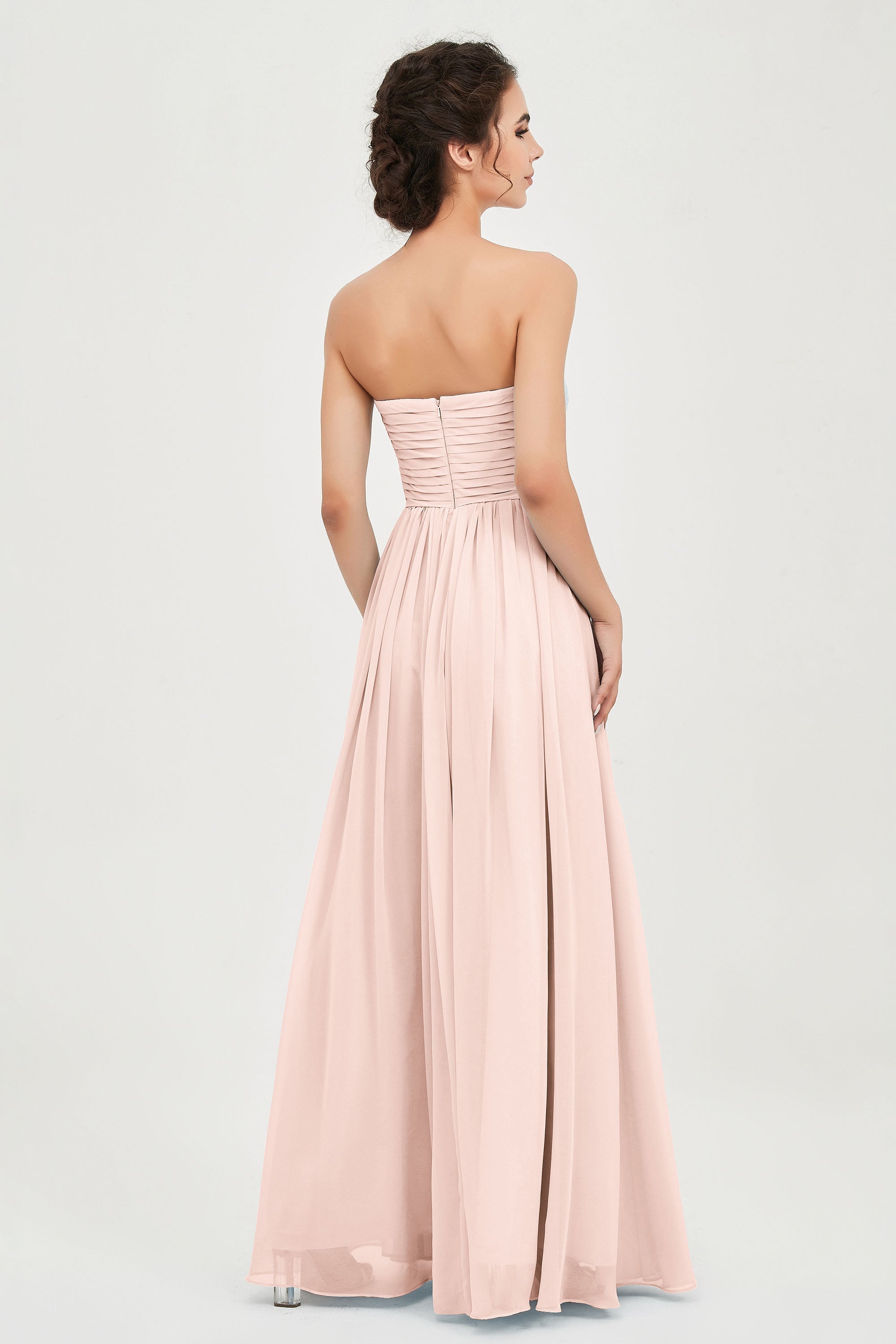 clean-lined bridesmaid dress night-out dress chiffon strapless formal evening gowns