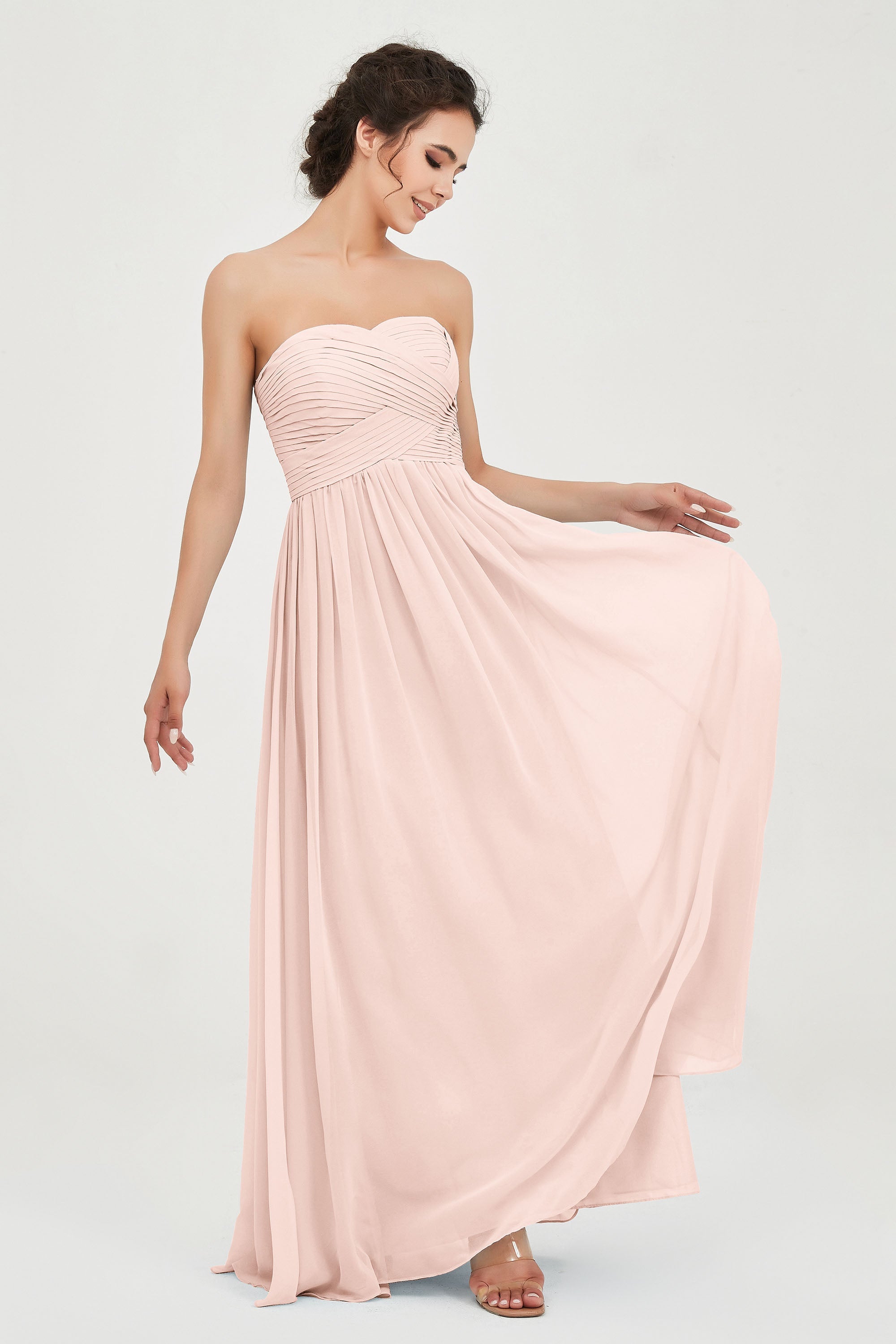 clean-lined bridesmaid dress night-out dress chiffon strapless formal evening gowns