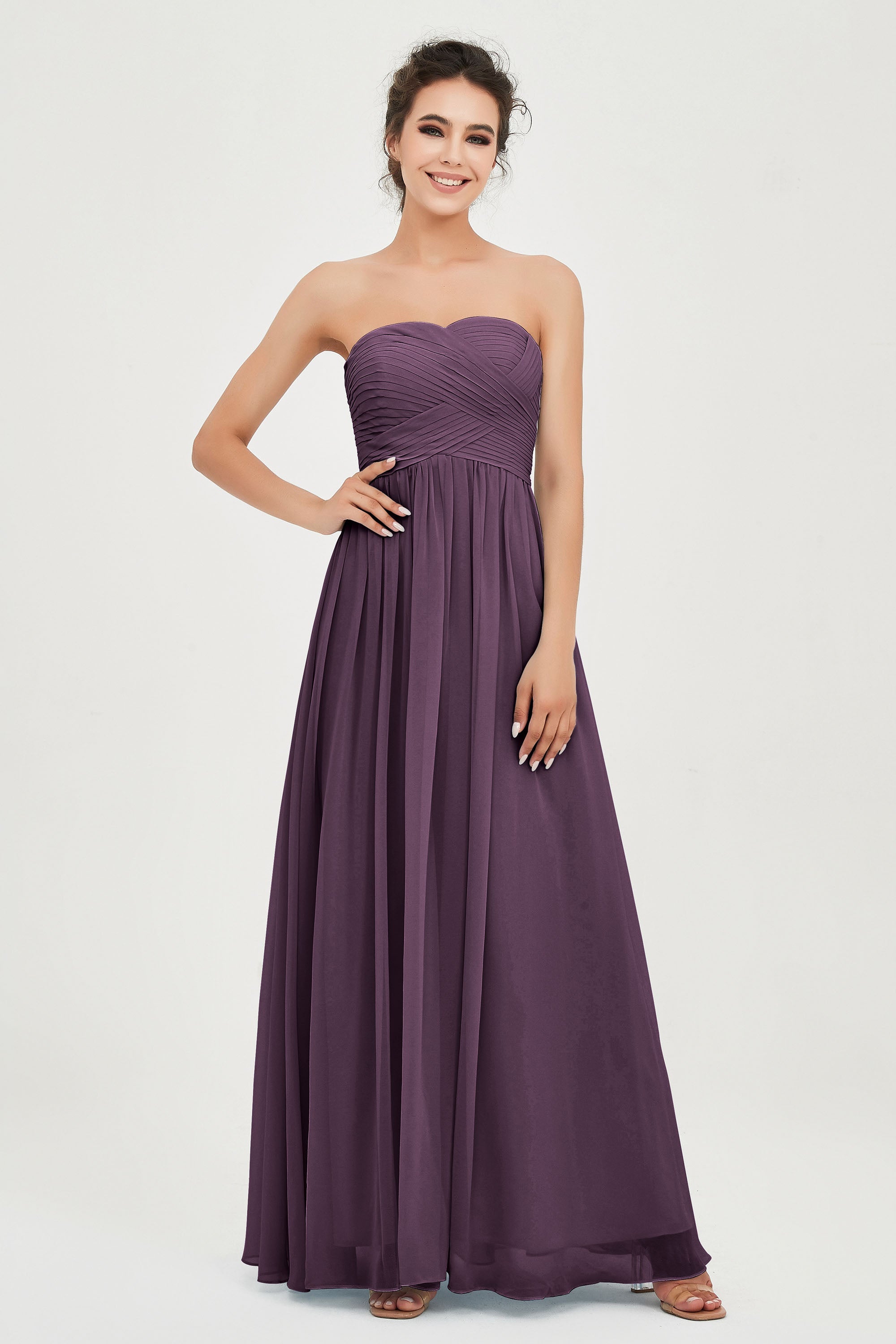 clean-lined bridesmaid dress night-out dress chiffon strapless formal evening gowns