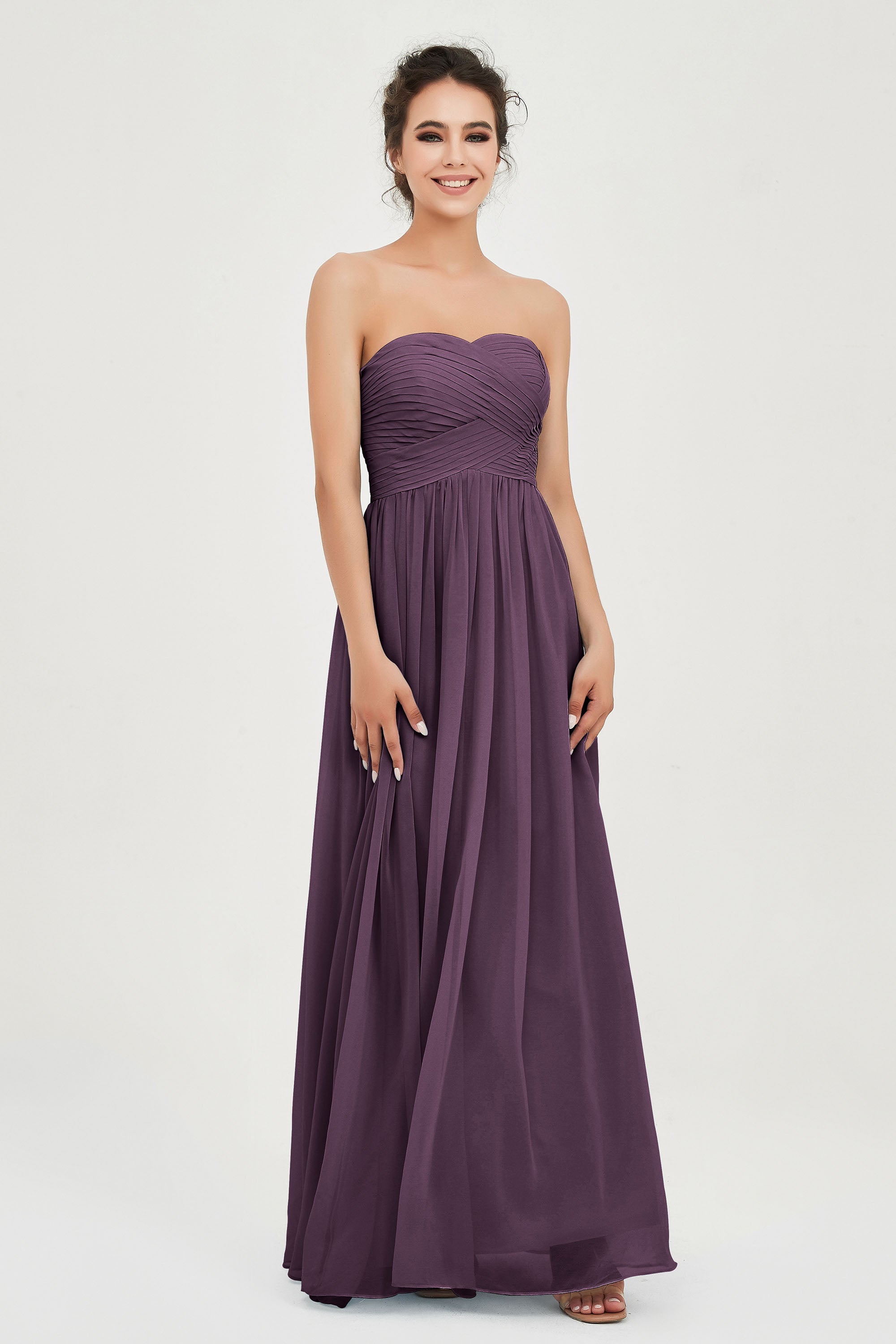 clean-lined bridesmaid dress night-out dress chiffon strapless formal evening gowns