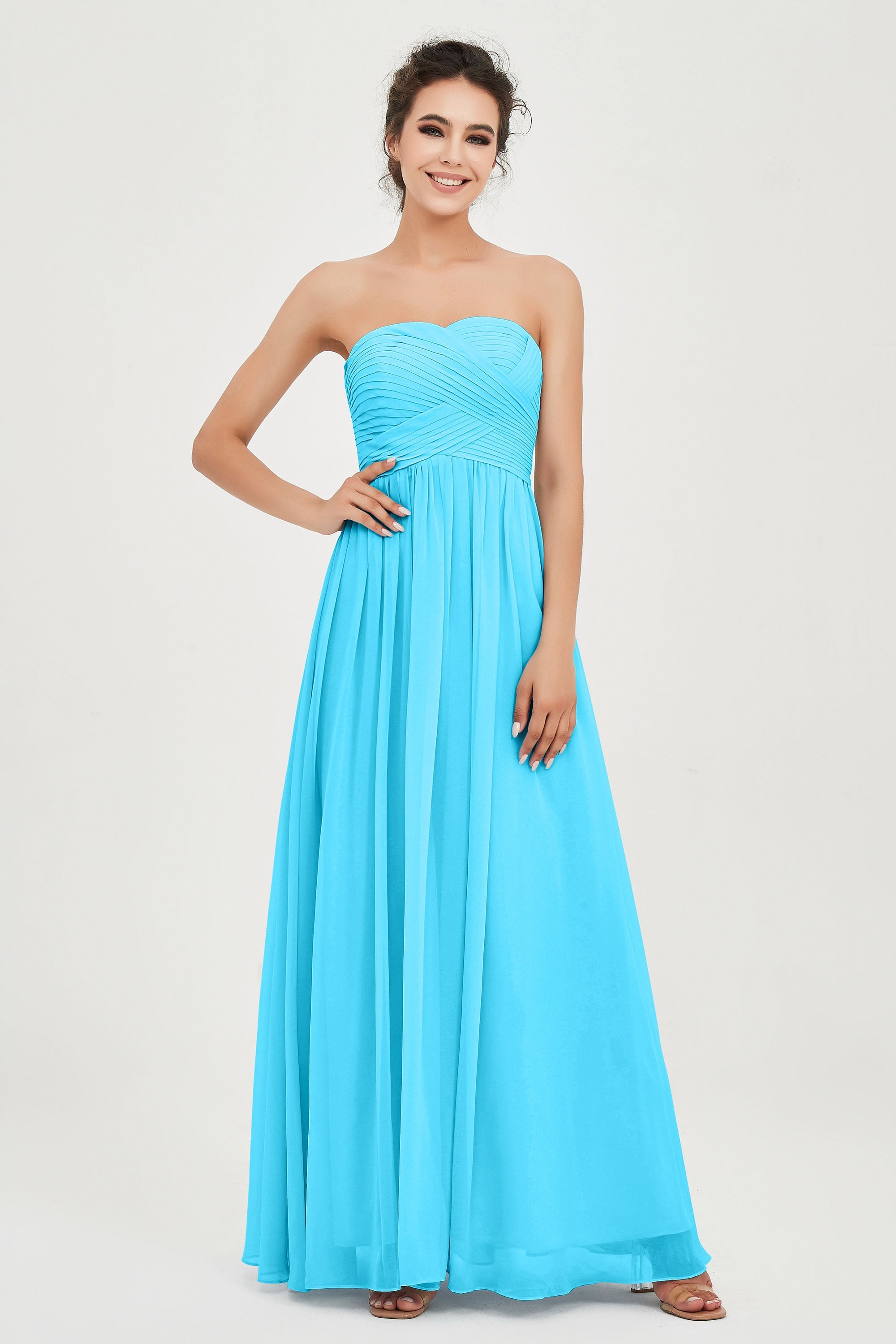 clean-lined bridesmaid dress night-out dress chiffon strapless formal evening gowns
