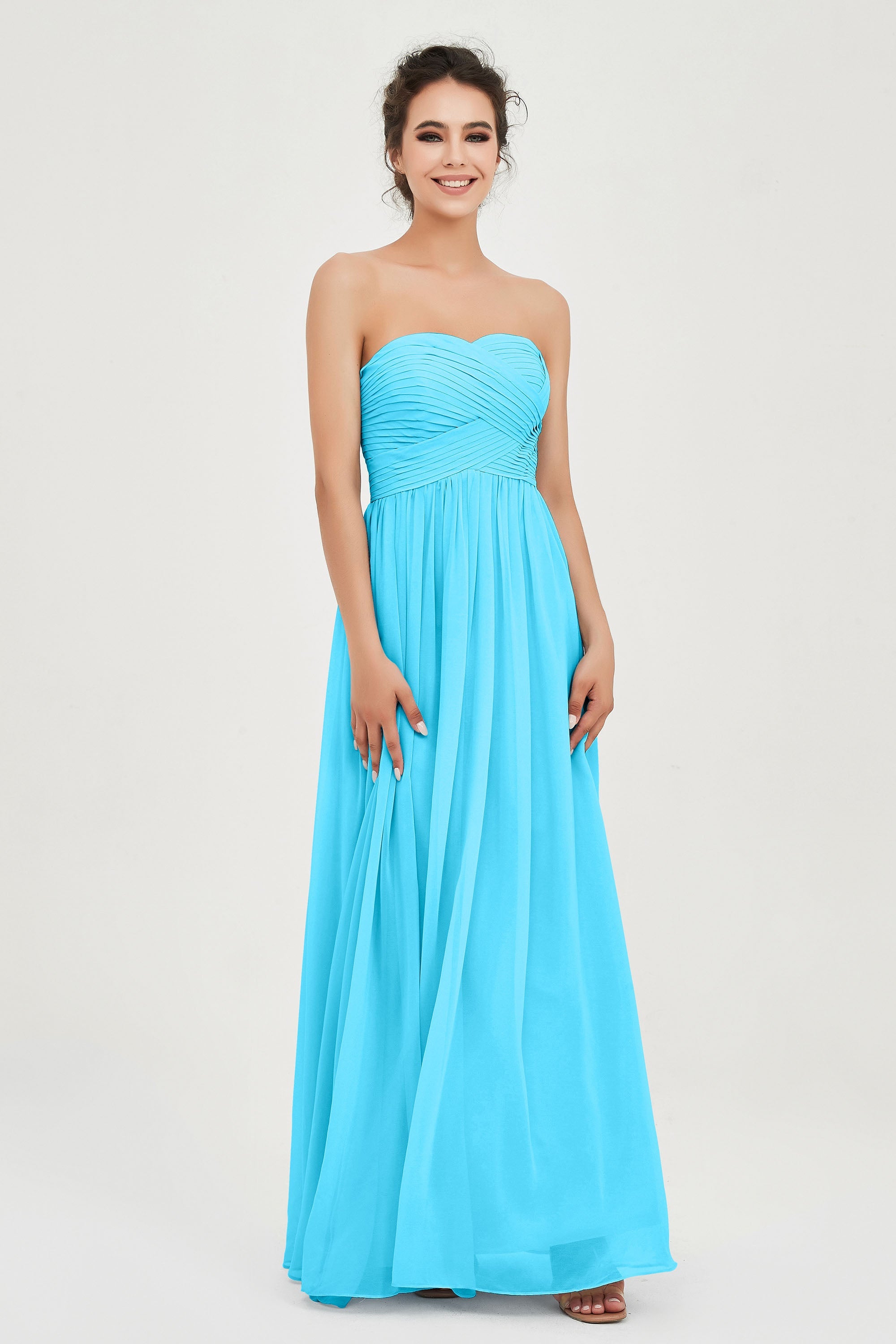 clean-lined bridesmaid dress night-out dress chiffon strapless formal evening gowns