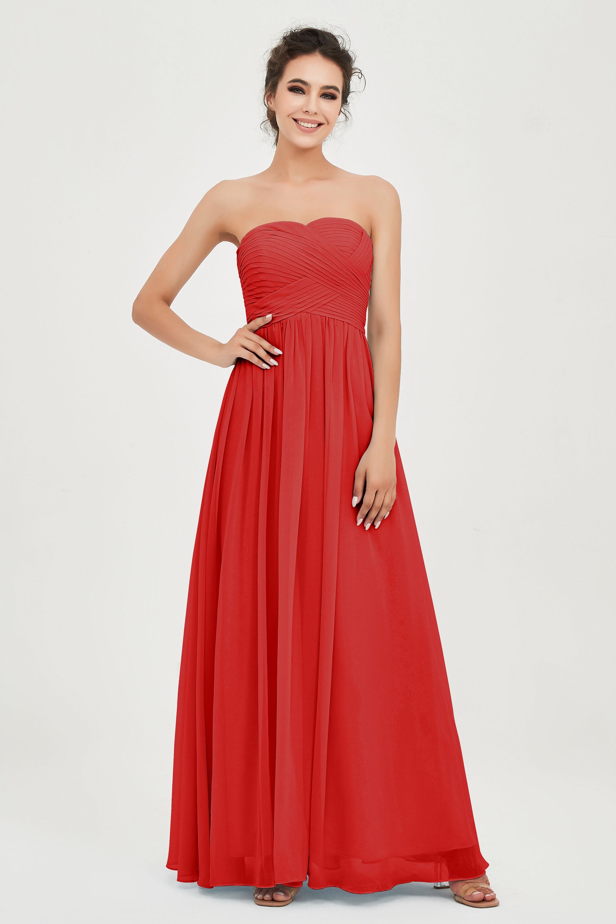 clean-lined bridesmaid dress night-out dress chiffon strapless formal evening gowns