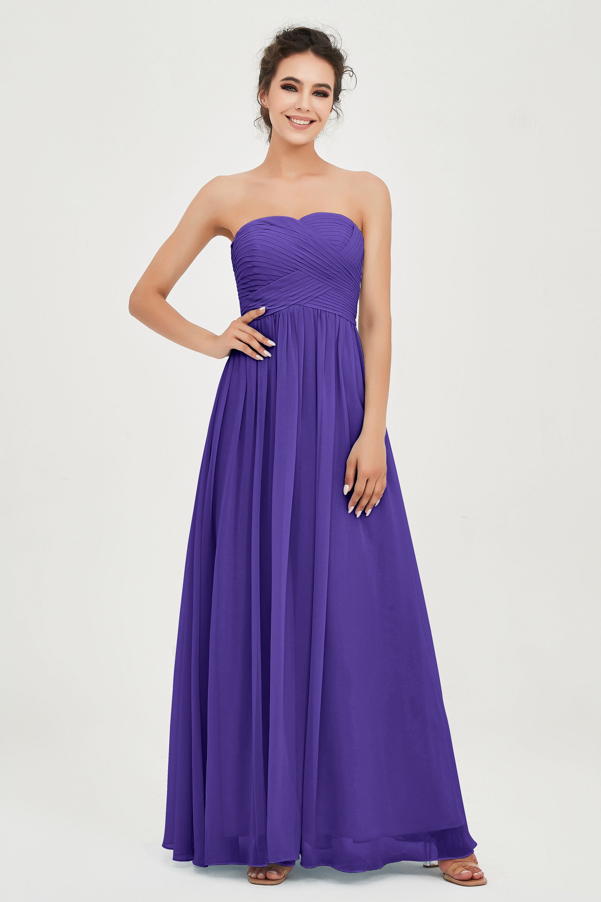 clean-lined bridesmaid dress night-out dress chiffon strapless formal evening gowns