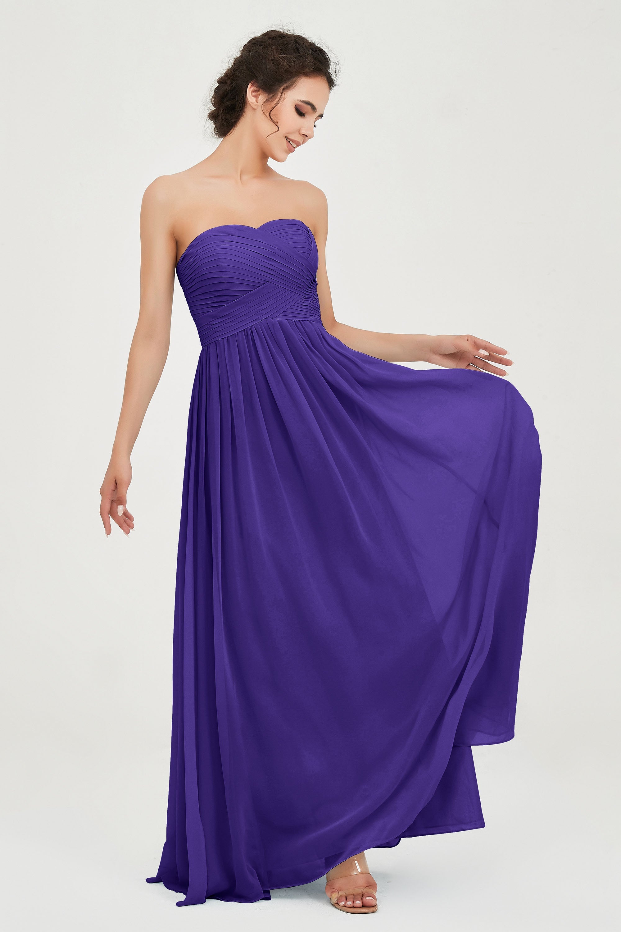 clean-lined bridesmaid dress night-out dress chiffon strapless formal evening gowns