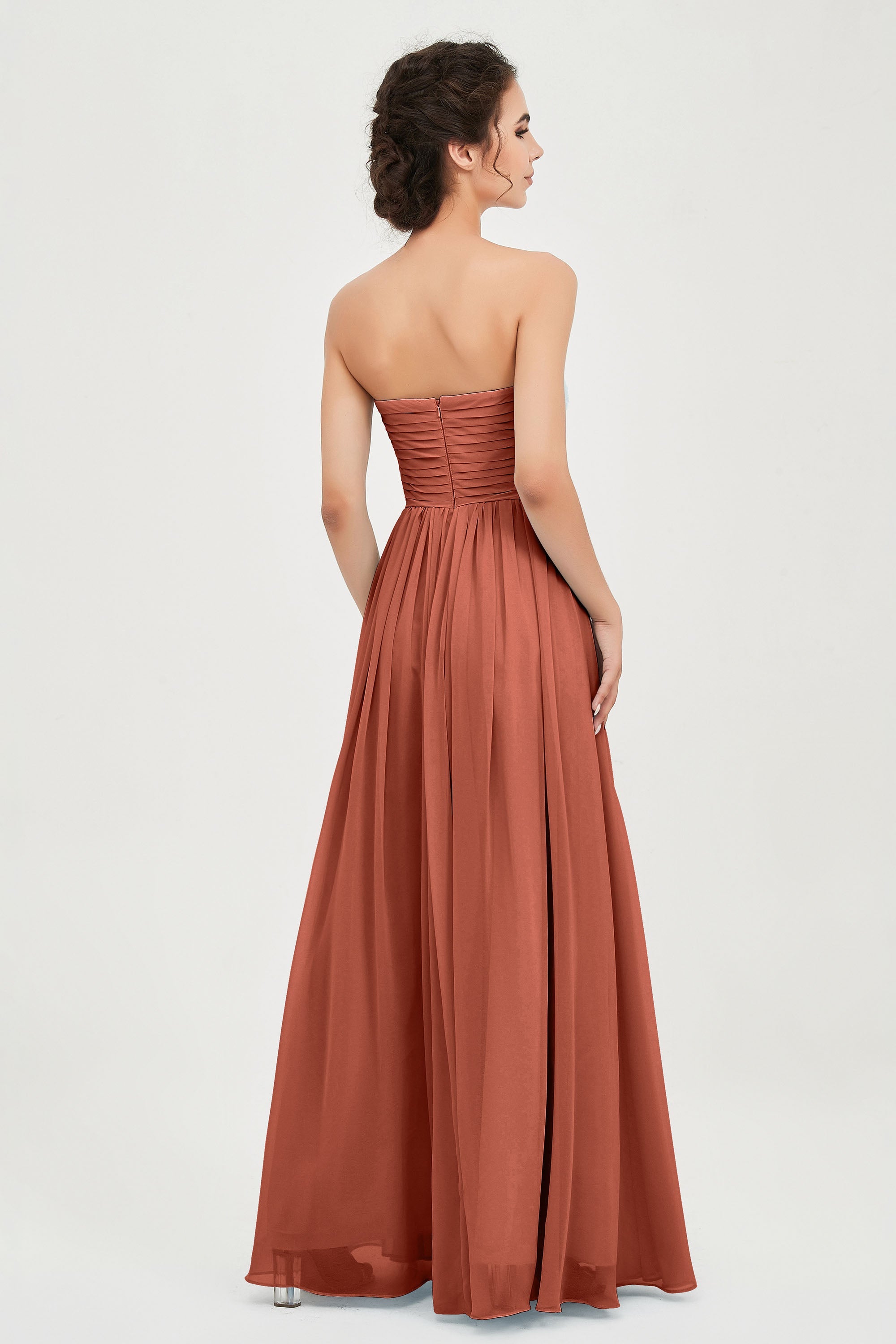 clean-lined bridesmaid dress night-out dress chiffon strapless formal evening gowns