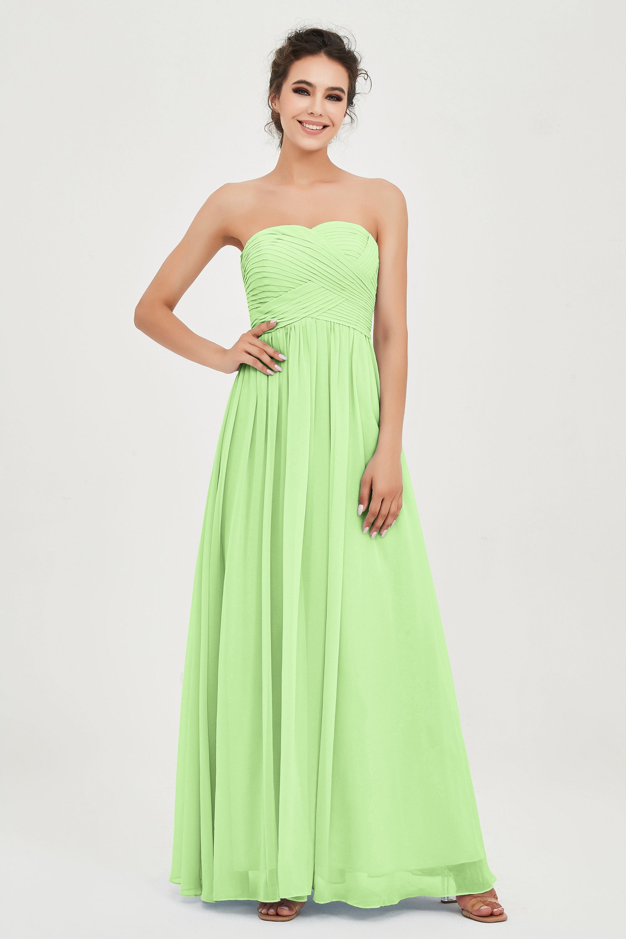 clean-lined bridesmaid dress night-out dress chiffon strapless formal evening gowns