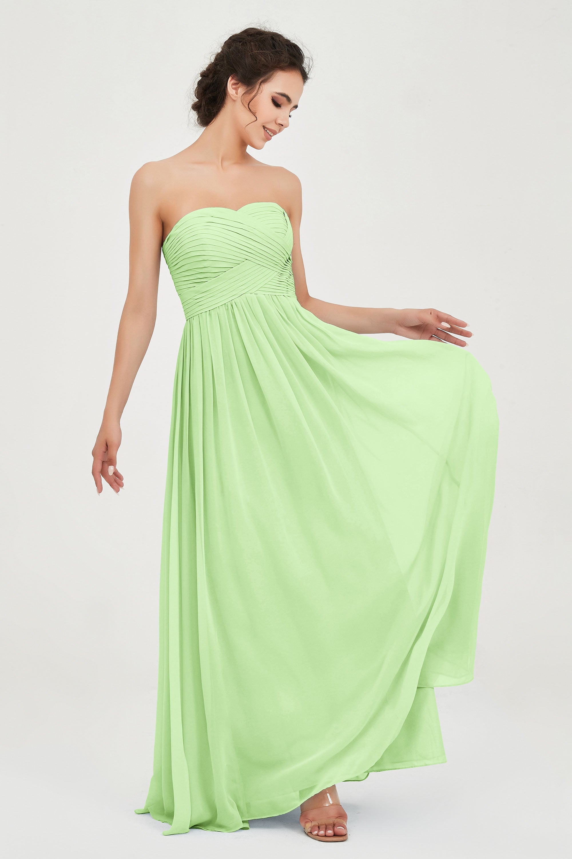 clean-lined bridesmaid dress night-out dress chiffon strapless formal evening gowns