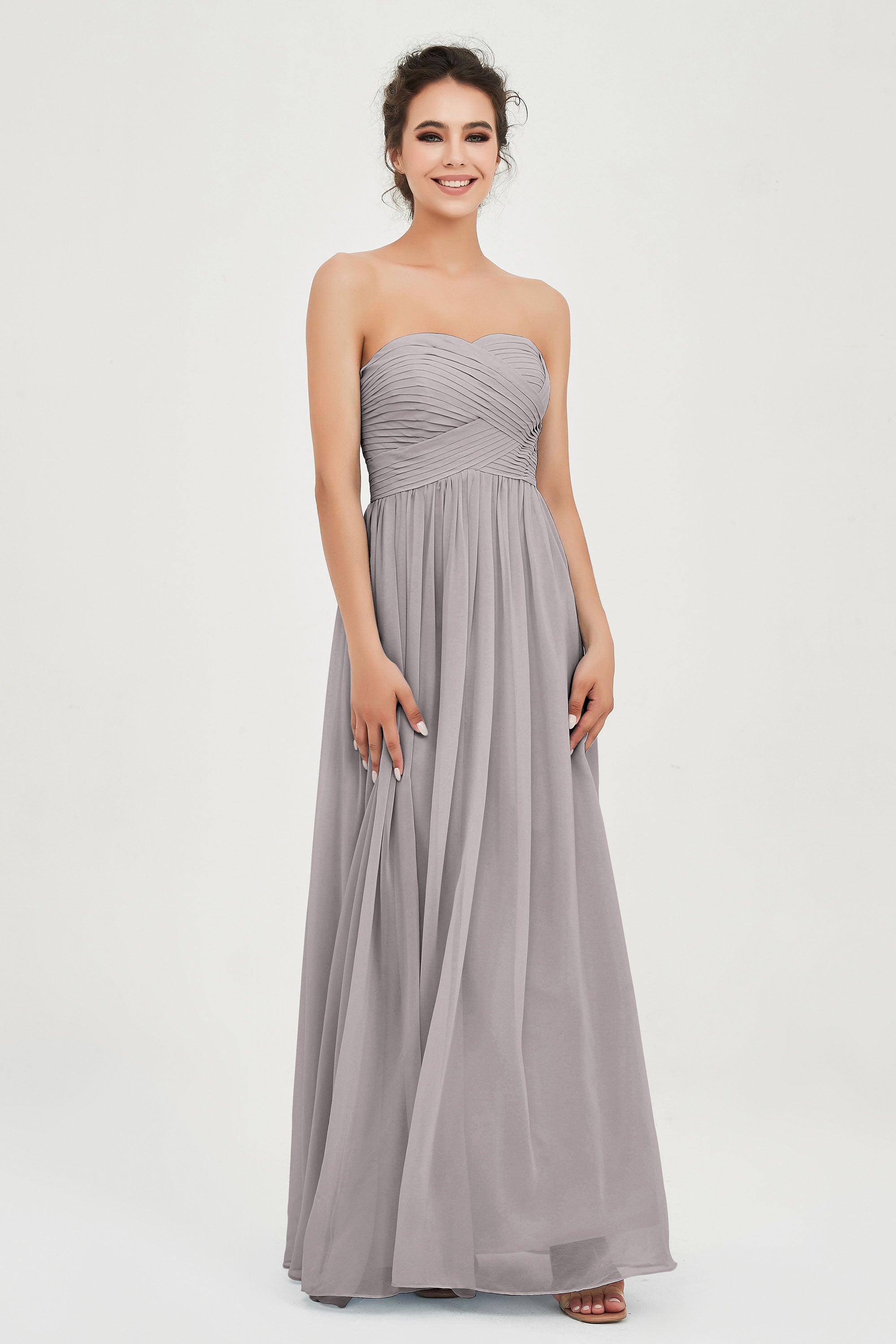 clean-lined bridesmaid dress night-out dress chiffon strapless formal evening gowns