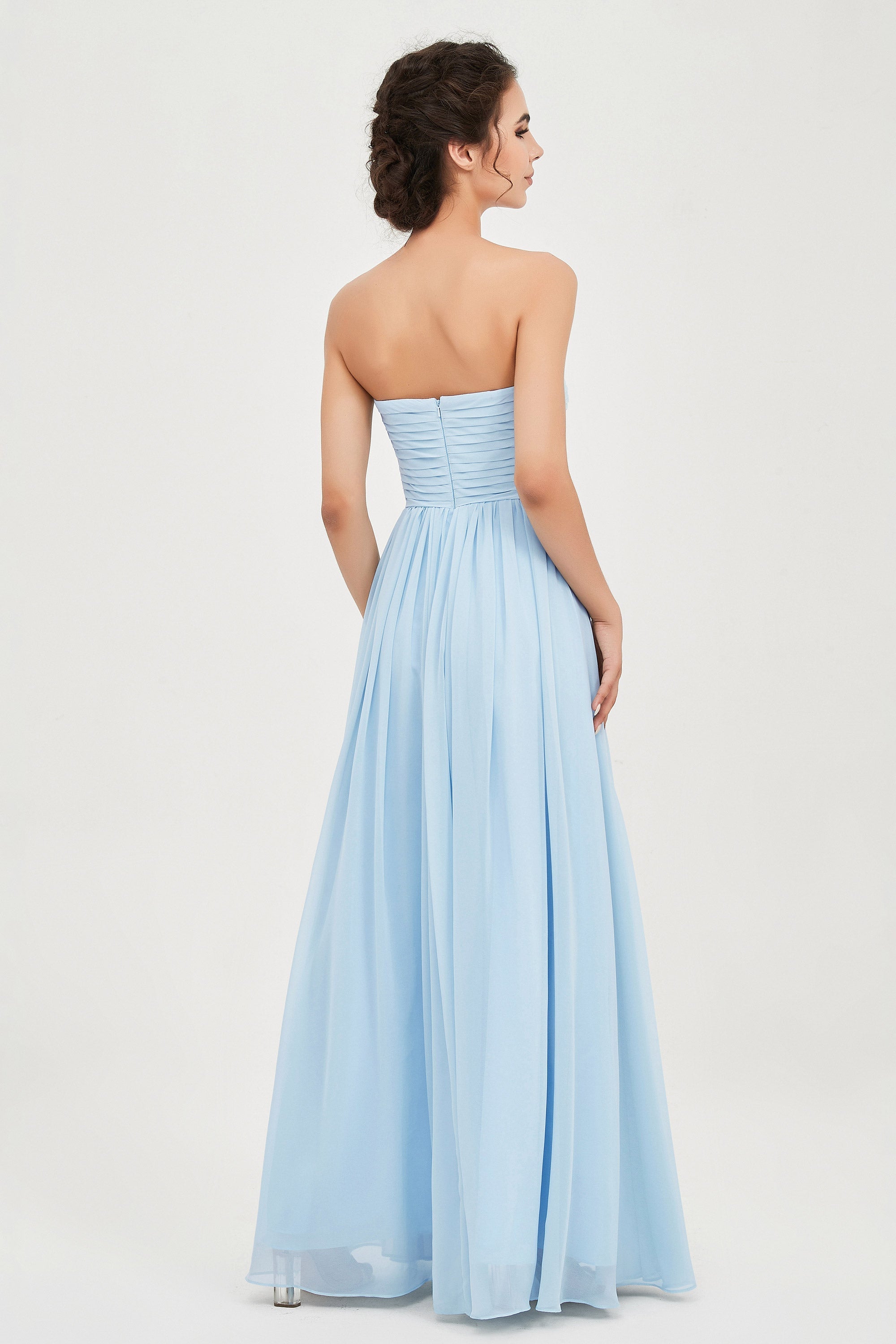 clean-lined bridesmaid dress night-out dress chiffon strapless formal evening gowns