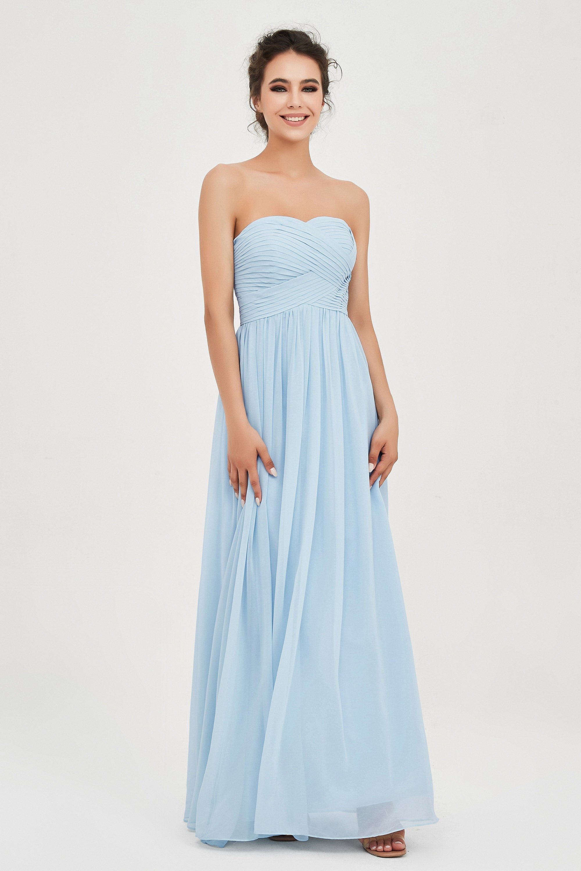 clean-lined bridesmaid dress night-out dress chiffon strapless formal evening gowns