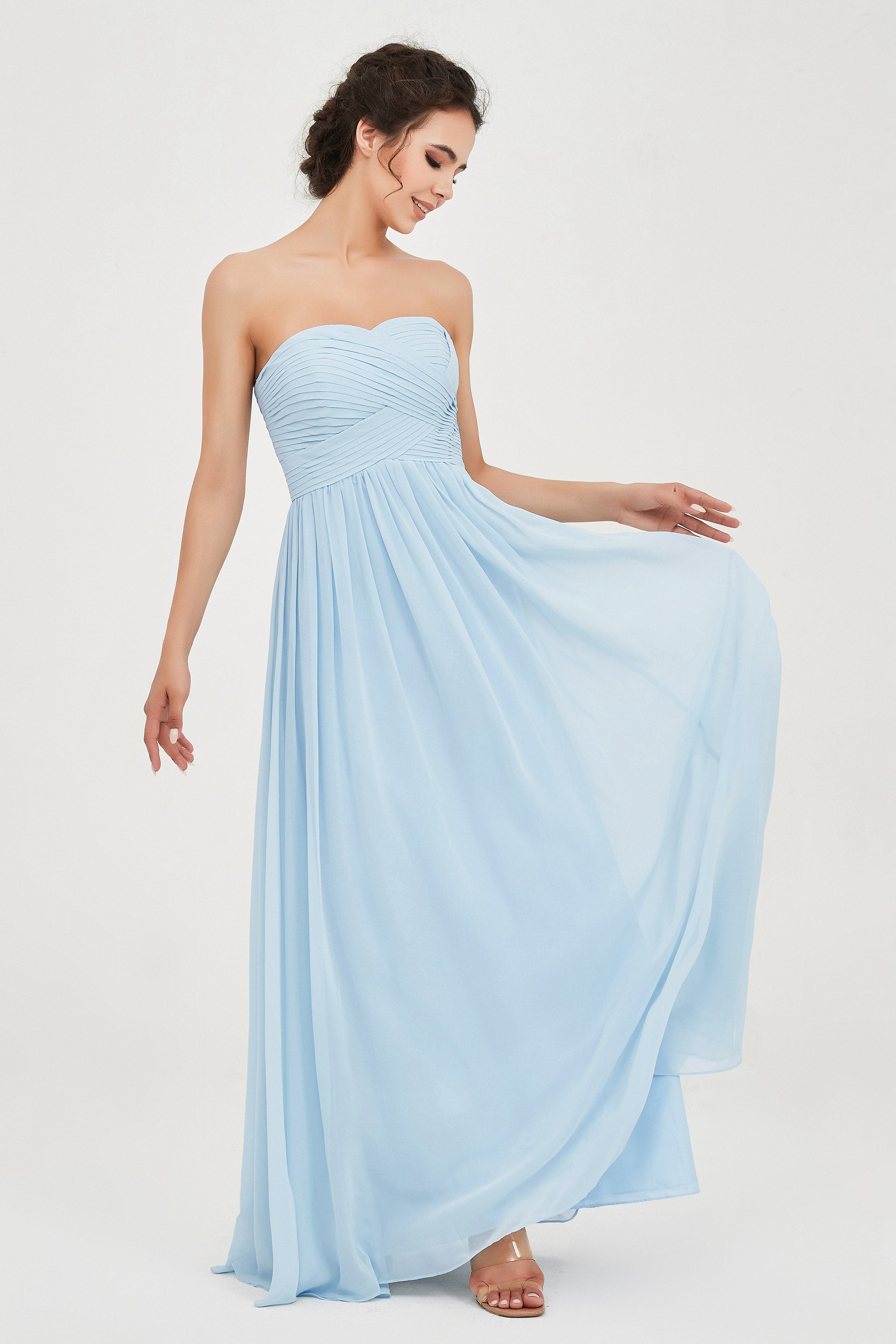 clean-lined bridesmaid dress night-out dress chiffon strapless formal evening gowns