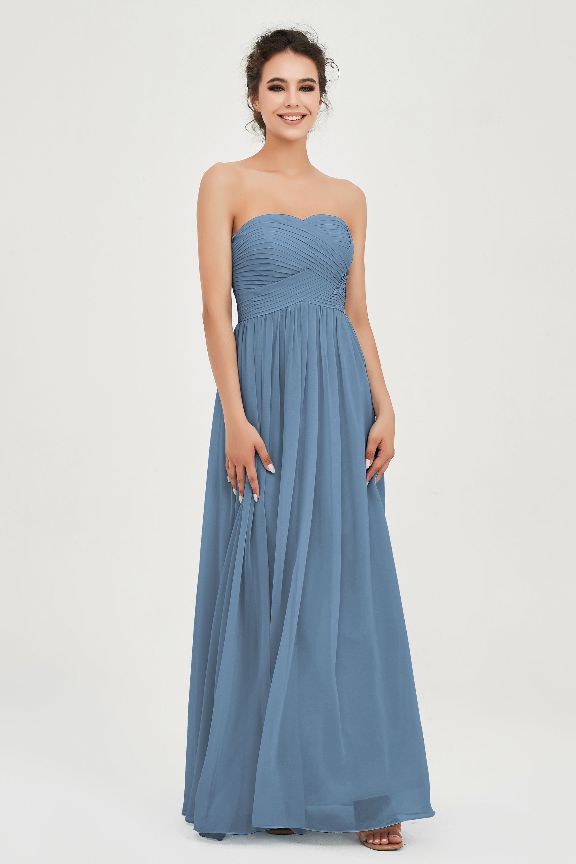 clean-lined bridesmaid dress night-out dress chiffon strapless formal evening gowns