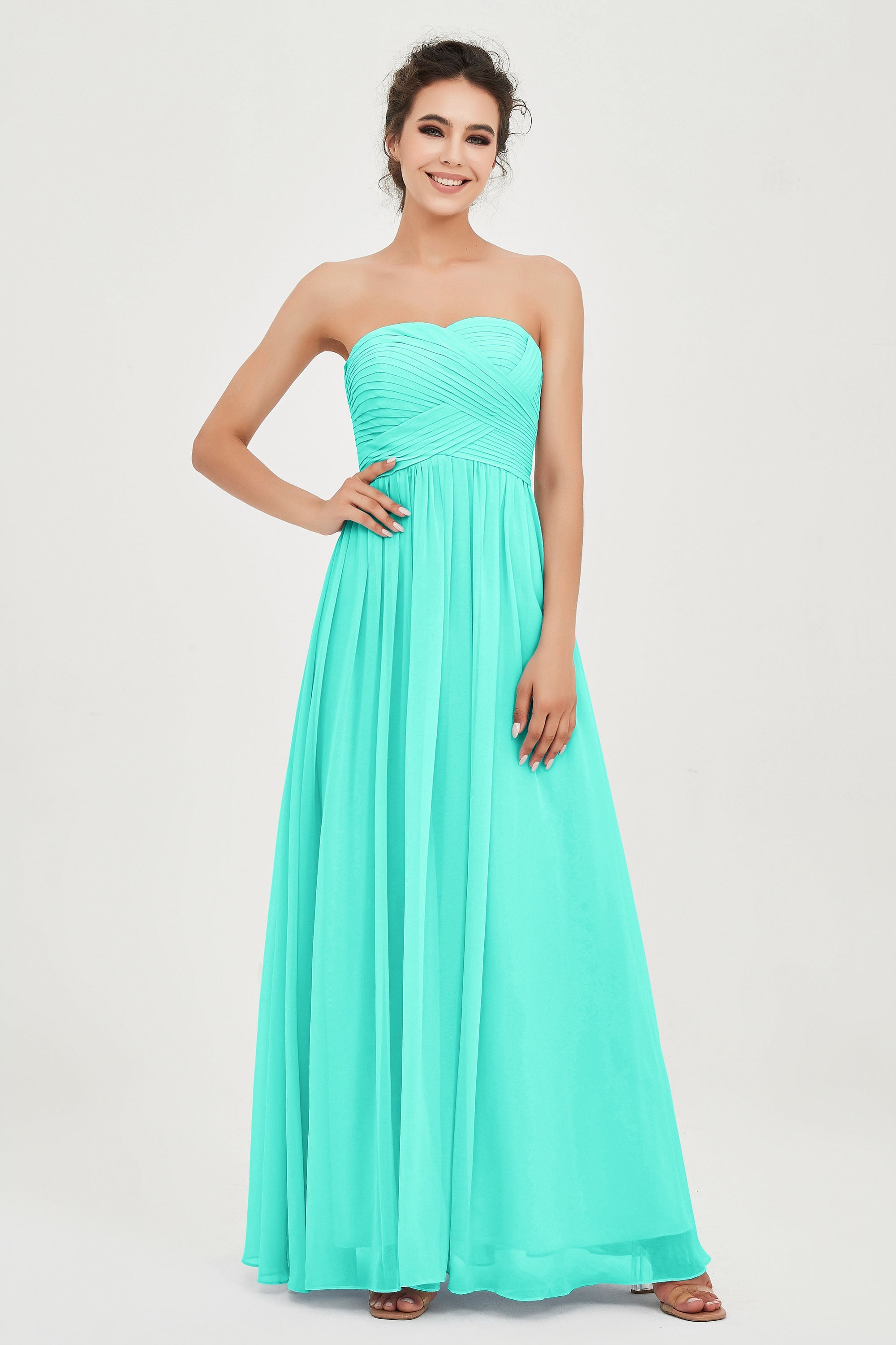 clean-lined bridesmaid dress night-out dress chiffon strapless formal evening gowns