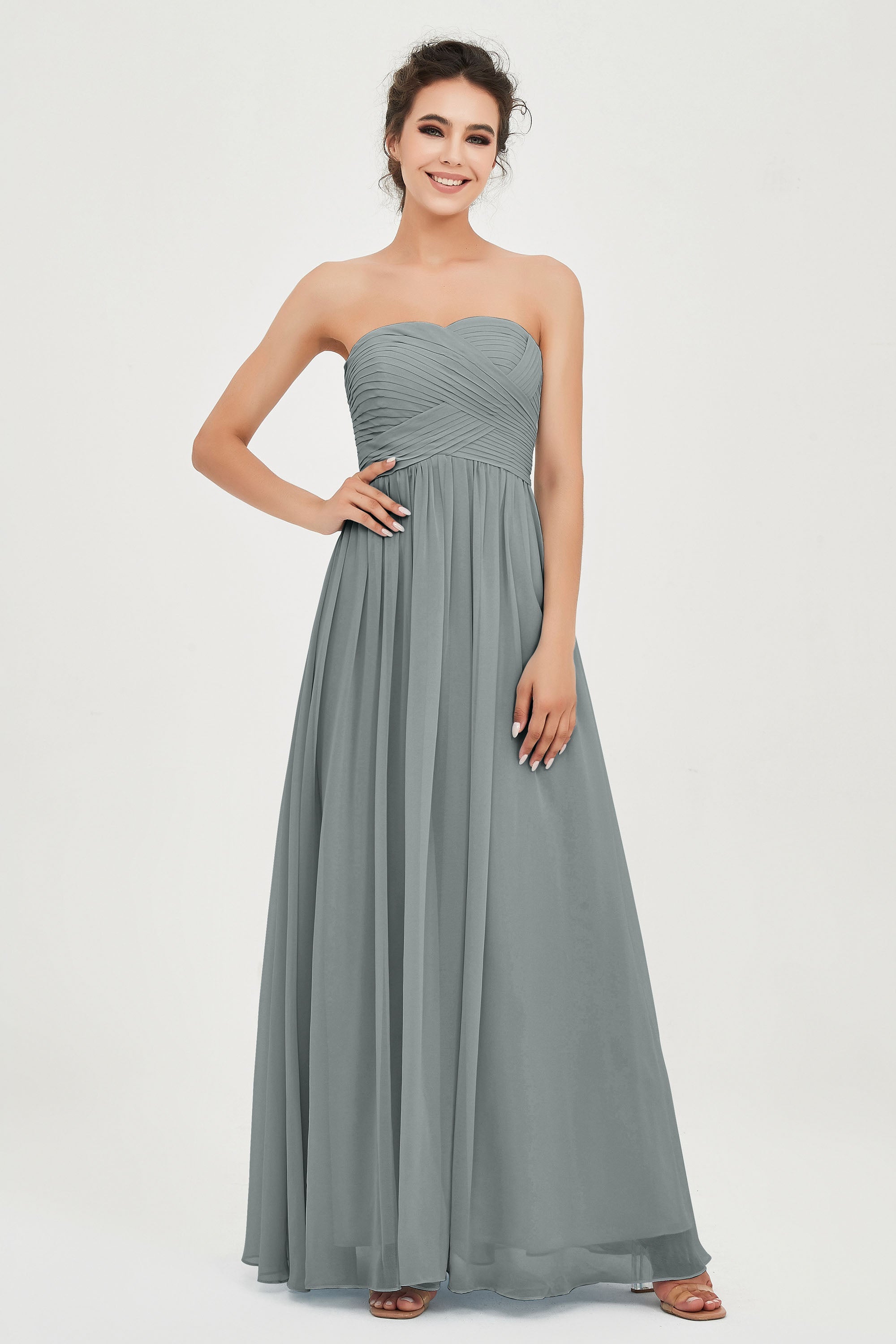 clean-lined bridesmaid dress night-out dress chiffon strapless formal evening gowns