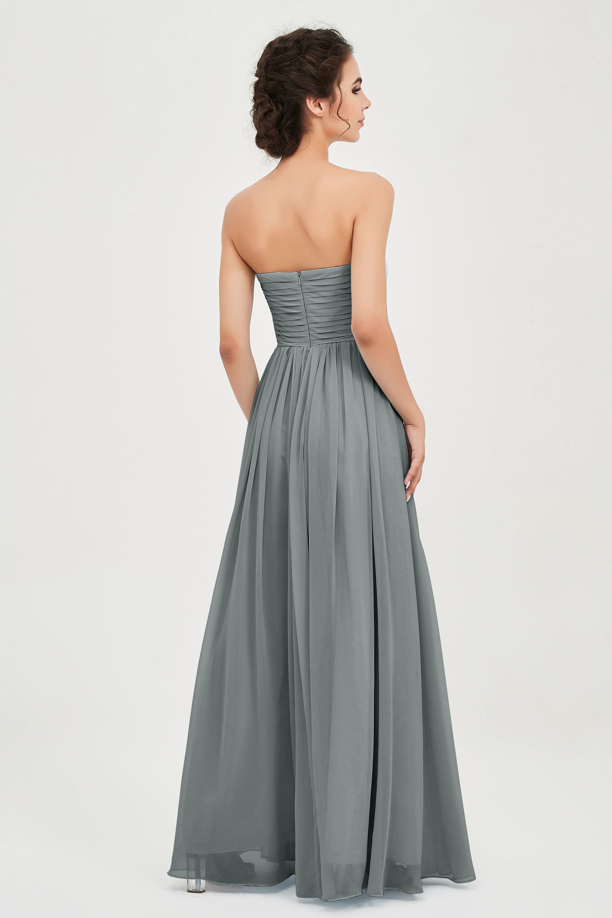 clean-lined bridesmaid dress night-out dress chiffon strapless formal evening gowns