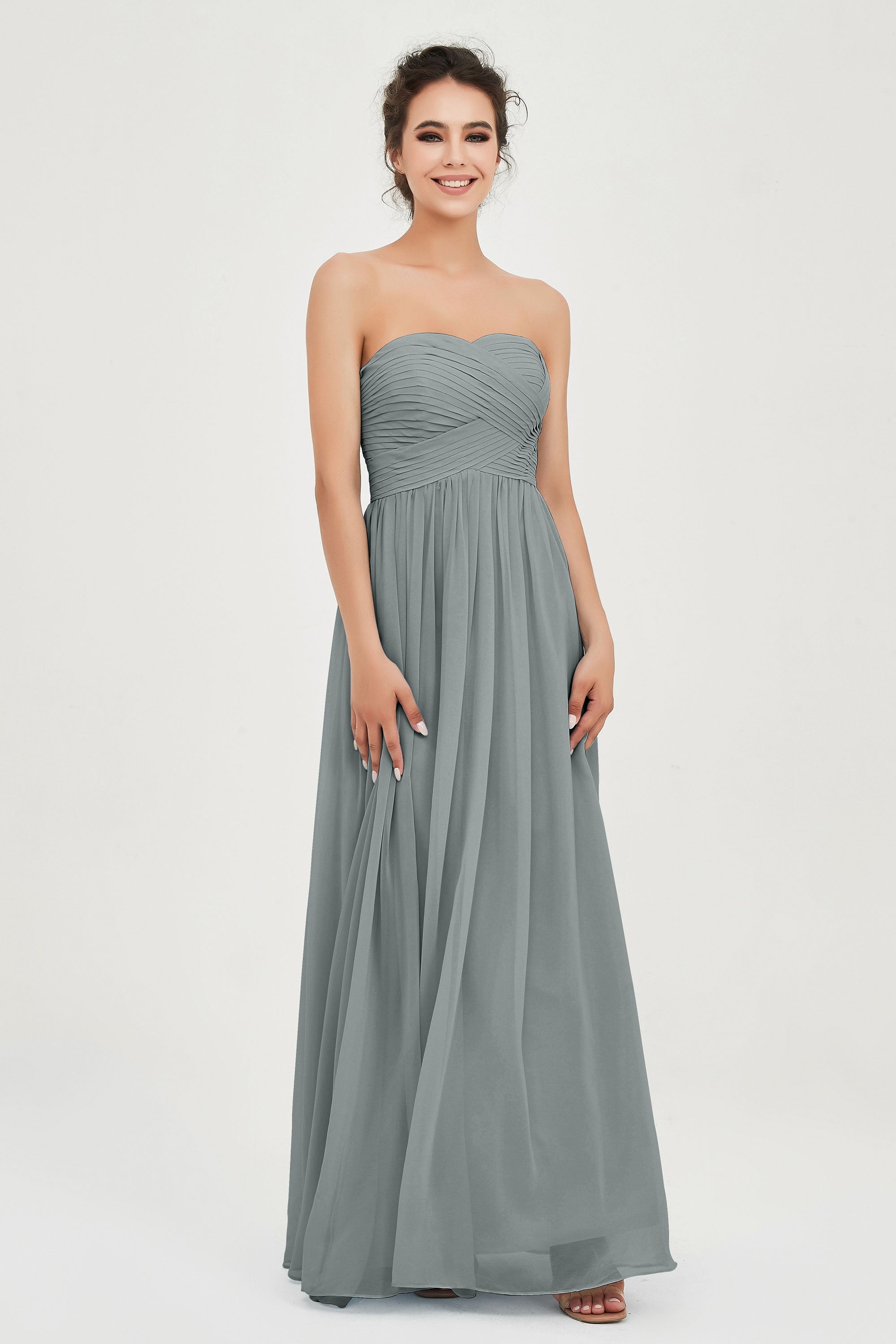 clean-lined bridesmaid dress night-out dress chiffon strapless formal evening gowns