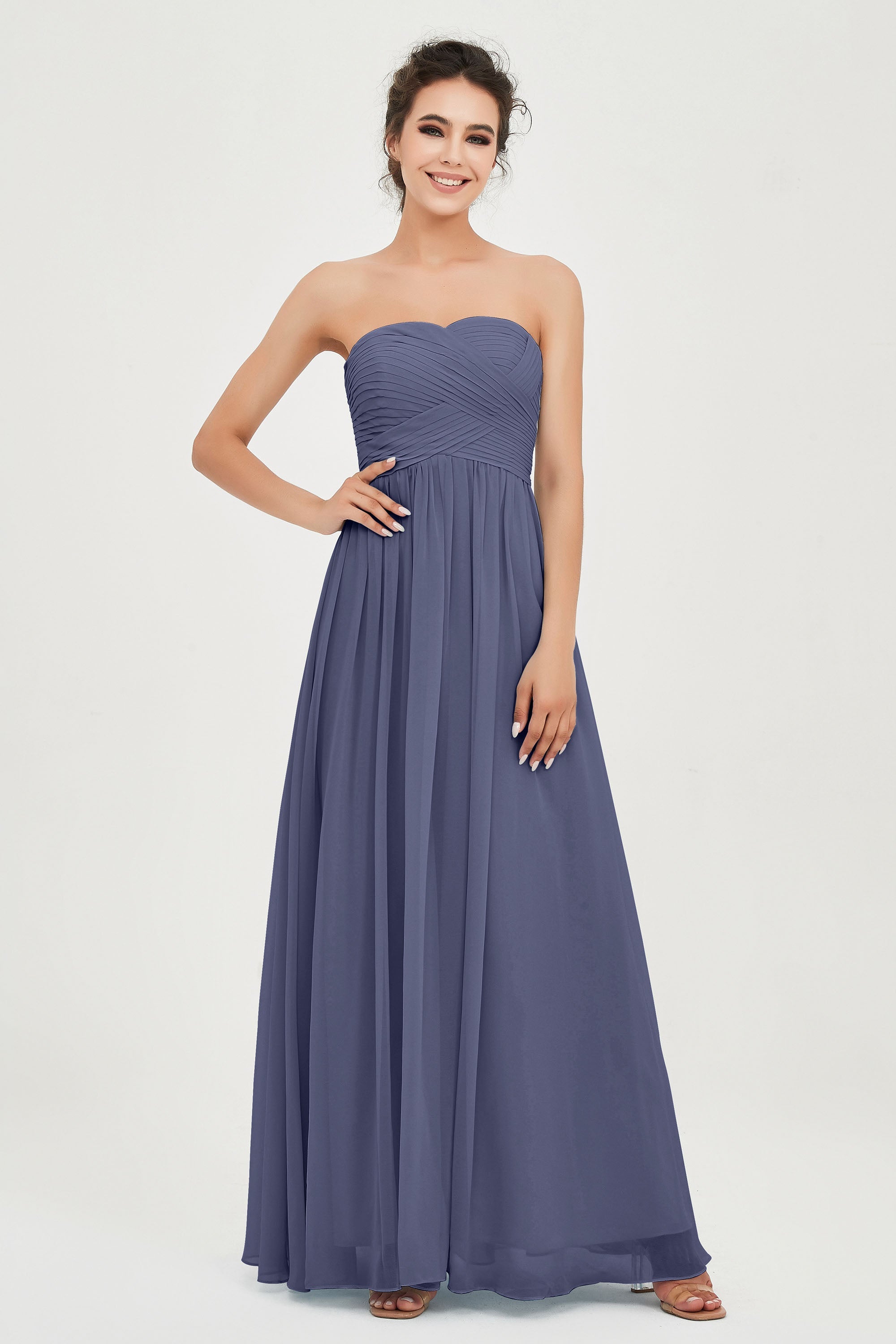 clean-lined bridesmaid dress night-out dress chiffon strapless formal evening gowns