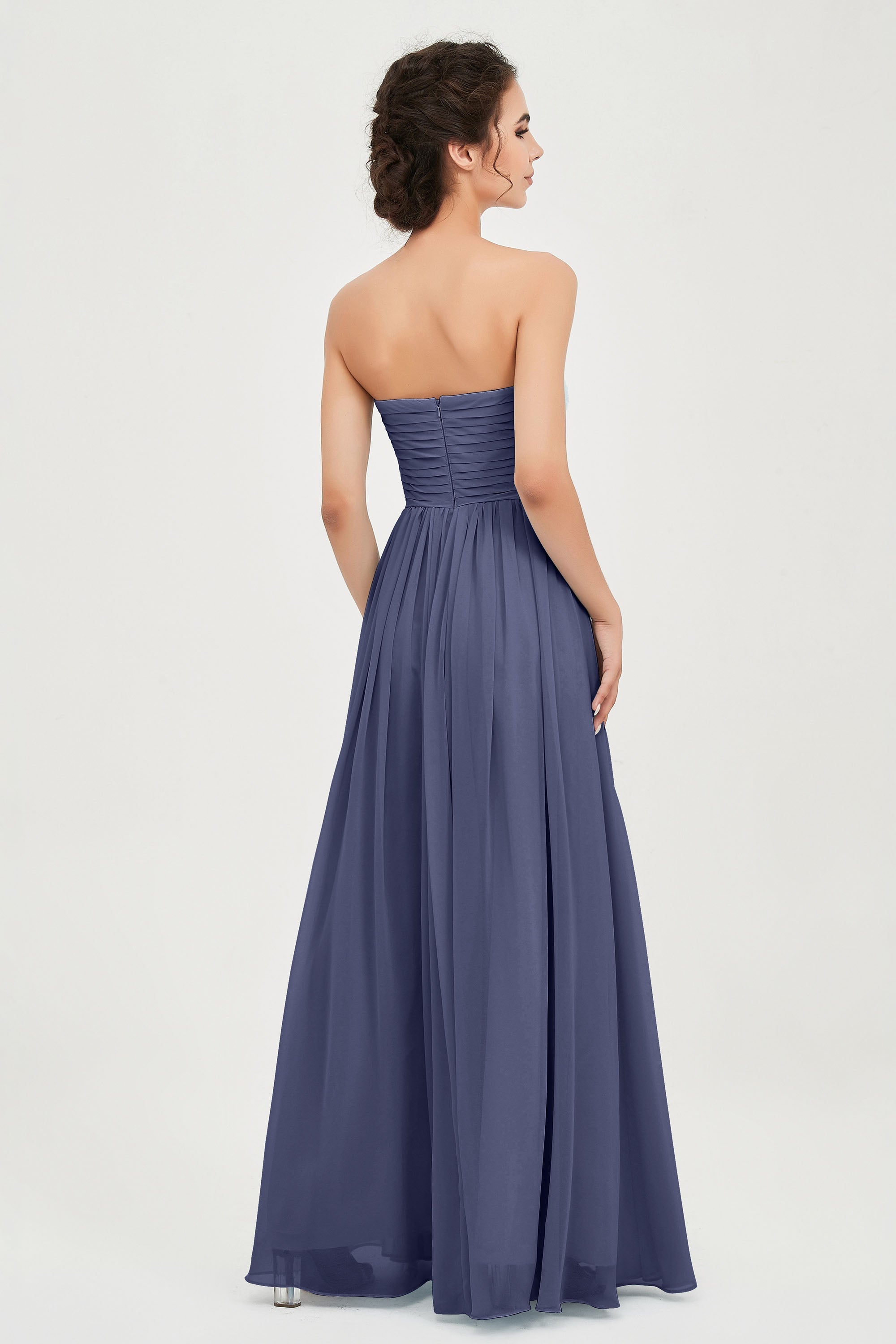 clean-lined bridesmaid dress night-out dress chiffon strapless formal evening gowns