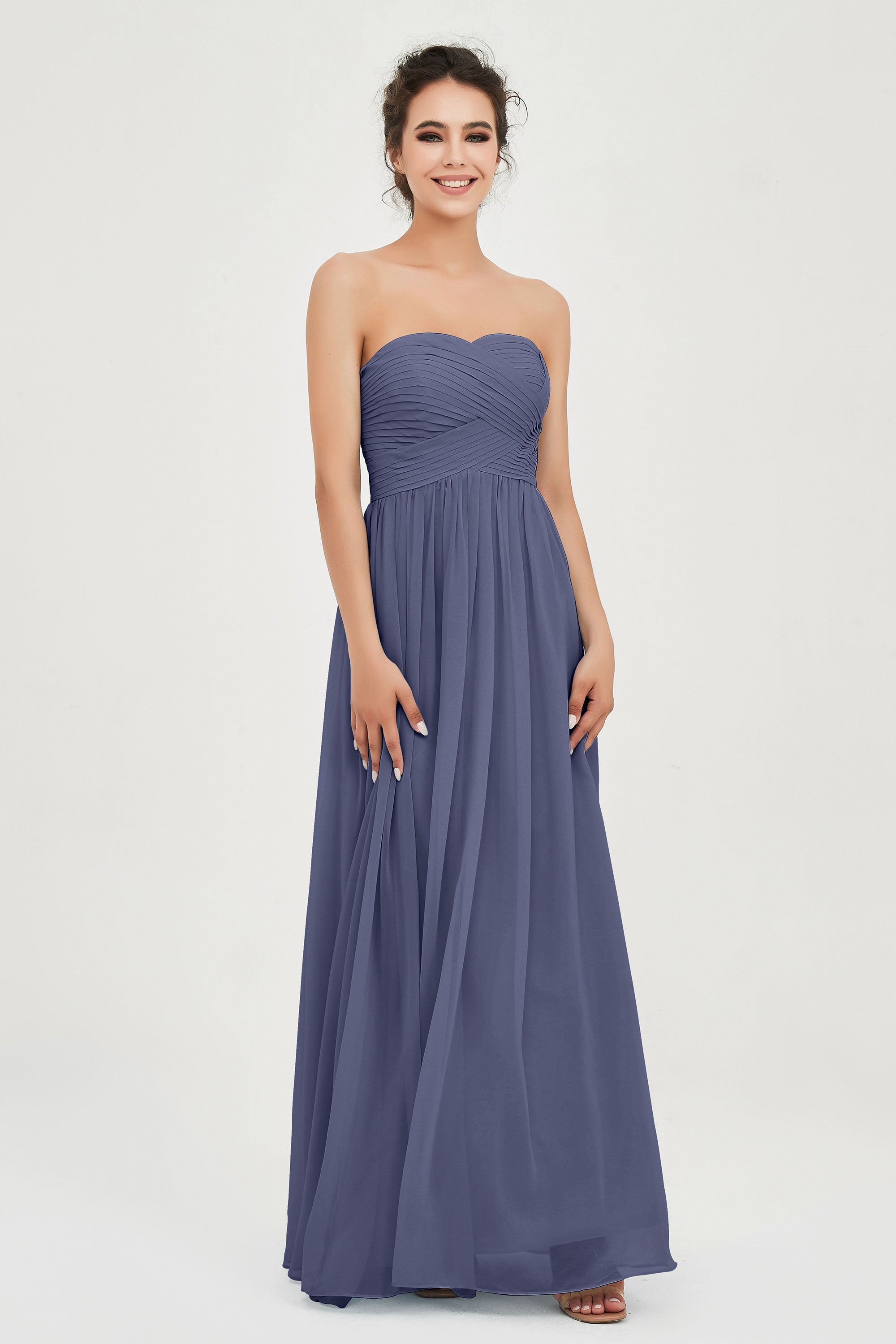 clean-lined bridesmaid dress night-out dress chiffon strapless formal evening gowns