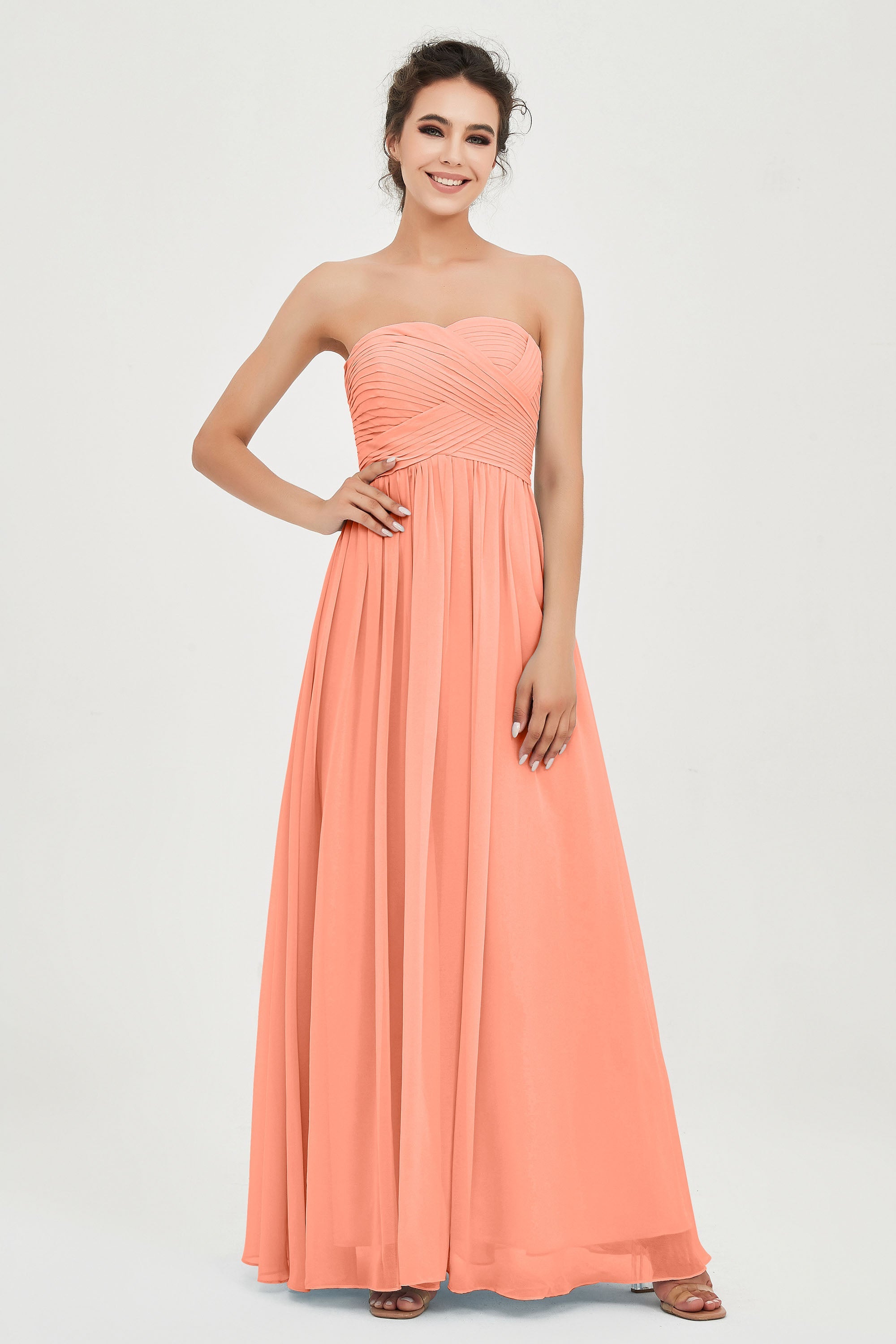 clean-lined bridesmaid dress night-out dress chiffon strapless formal evening gowns