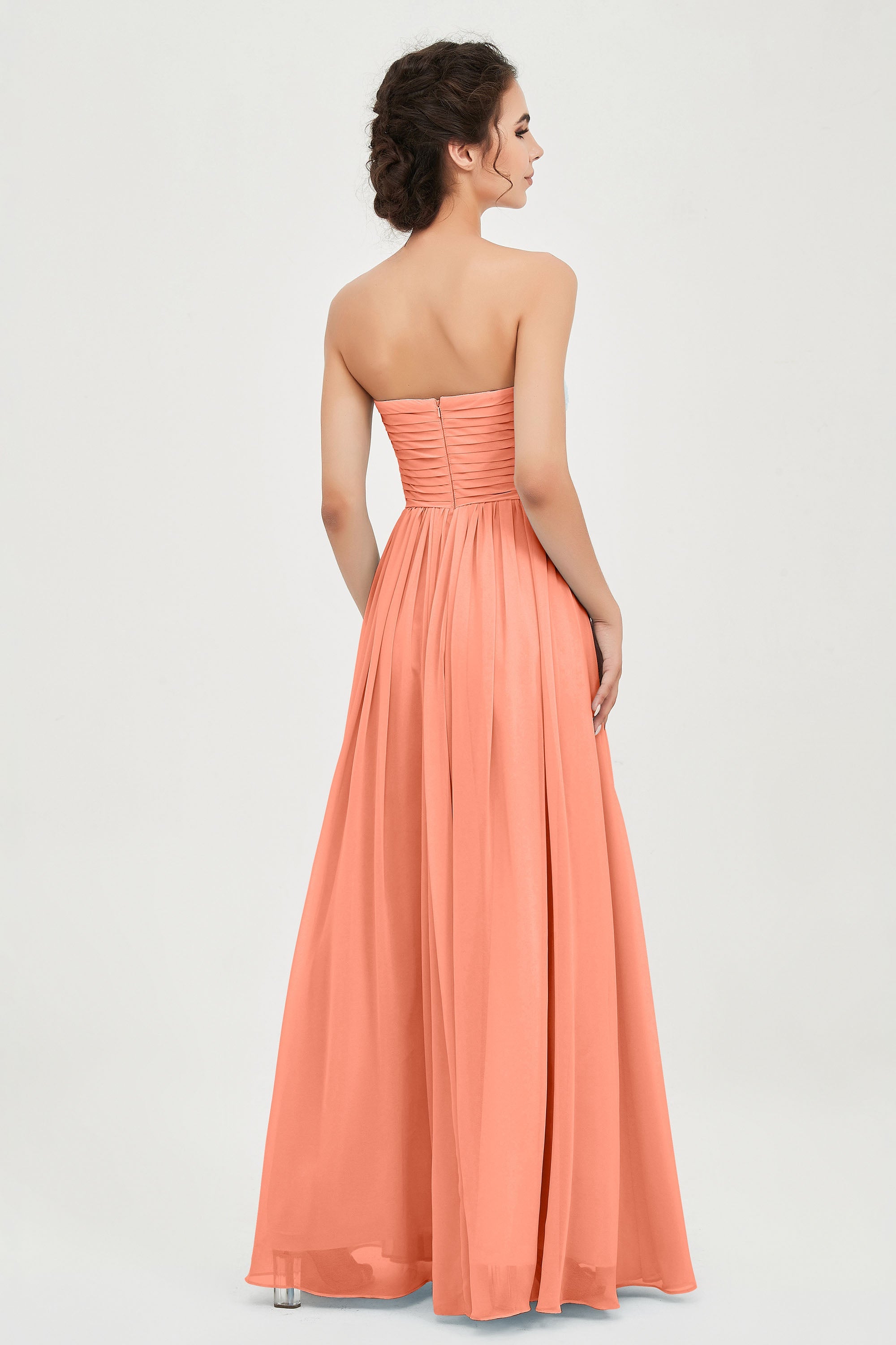 clean-lined bridesmaid dress night-out dress chiffon strapless formal evening gowns