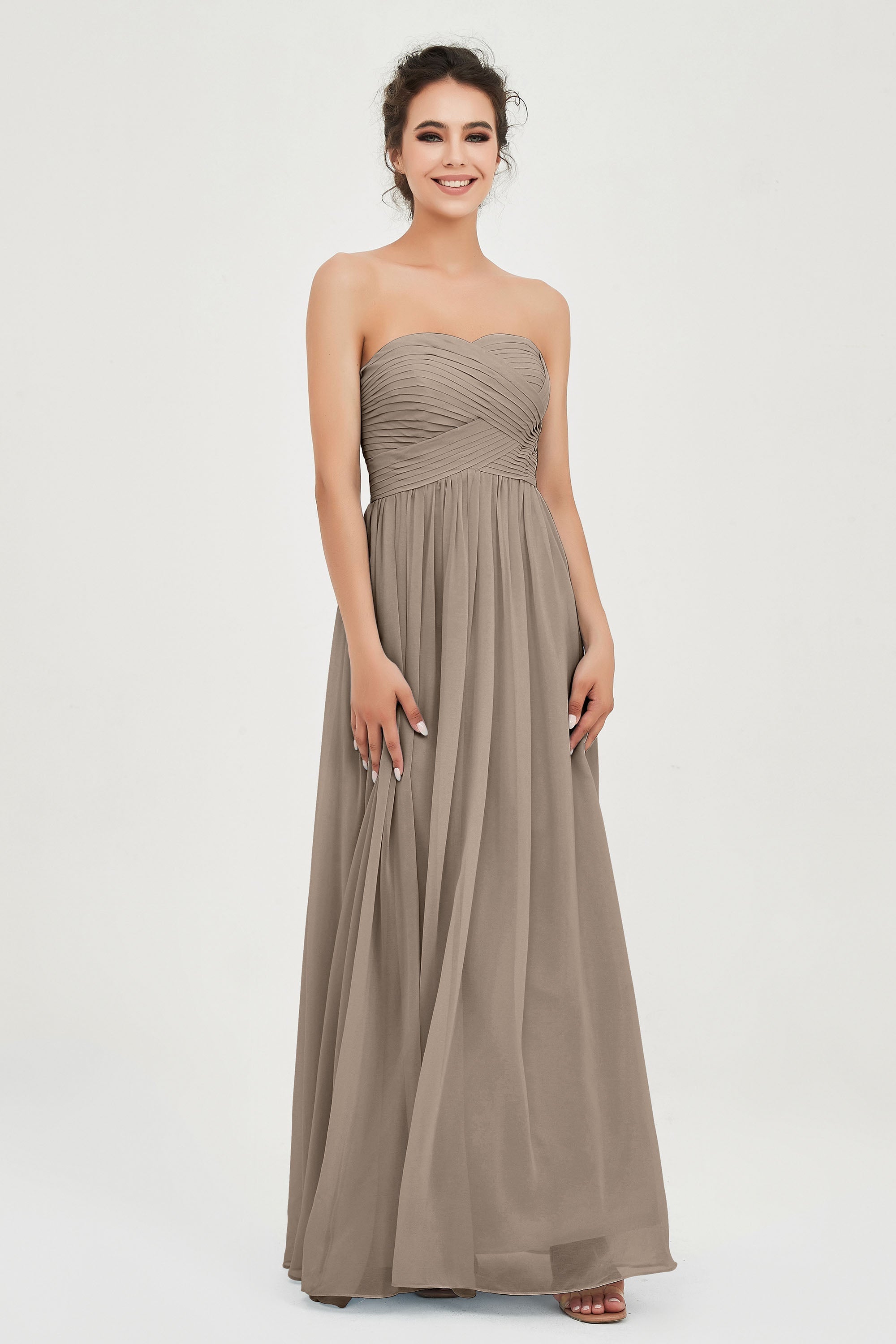 clean-lined bridesmaid dress night-out dress chiffon strapless formal evening gowns