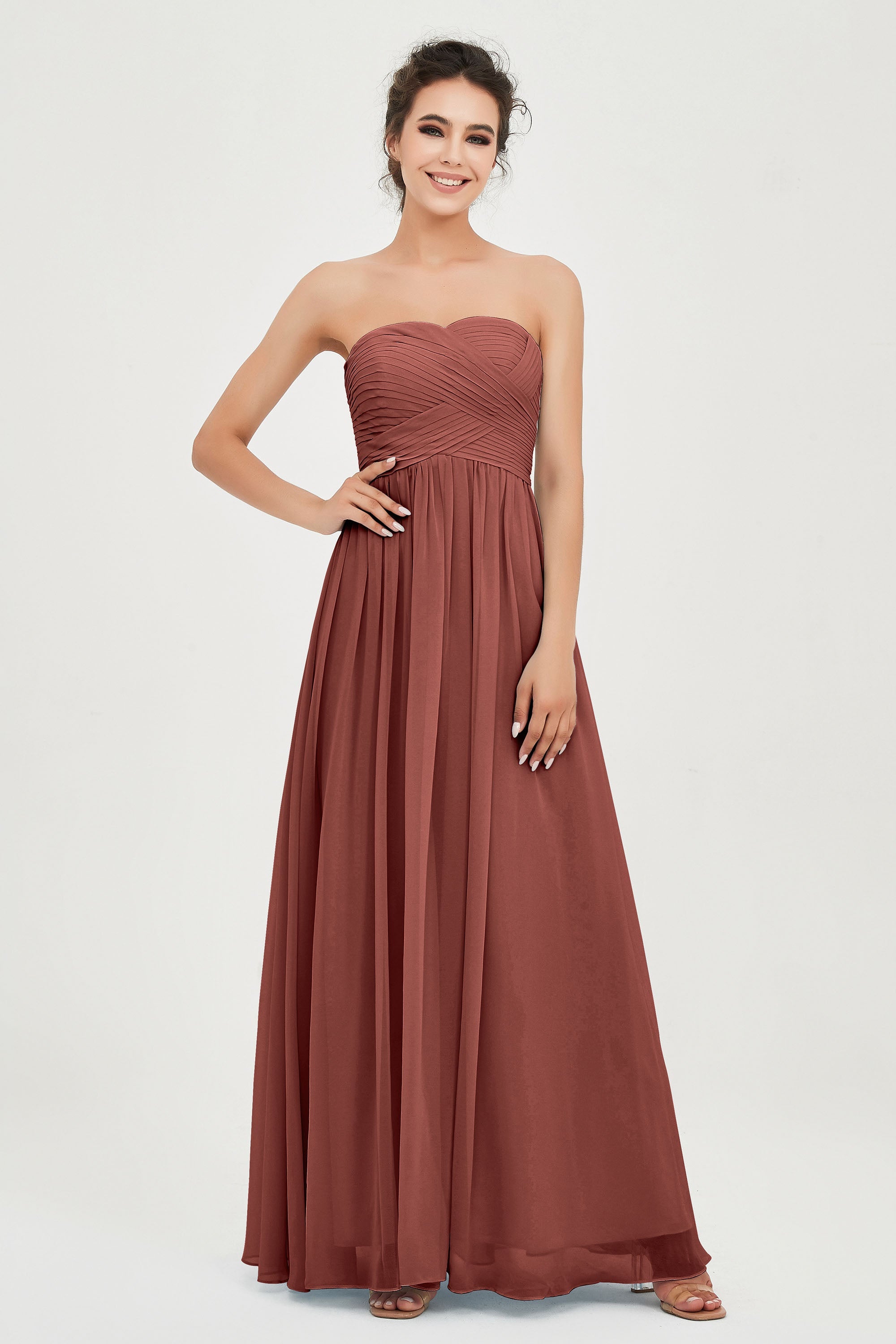 clean-lined bridesmaid dress night-out dress chiffon strapless formal evening gowns