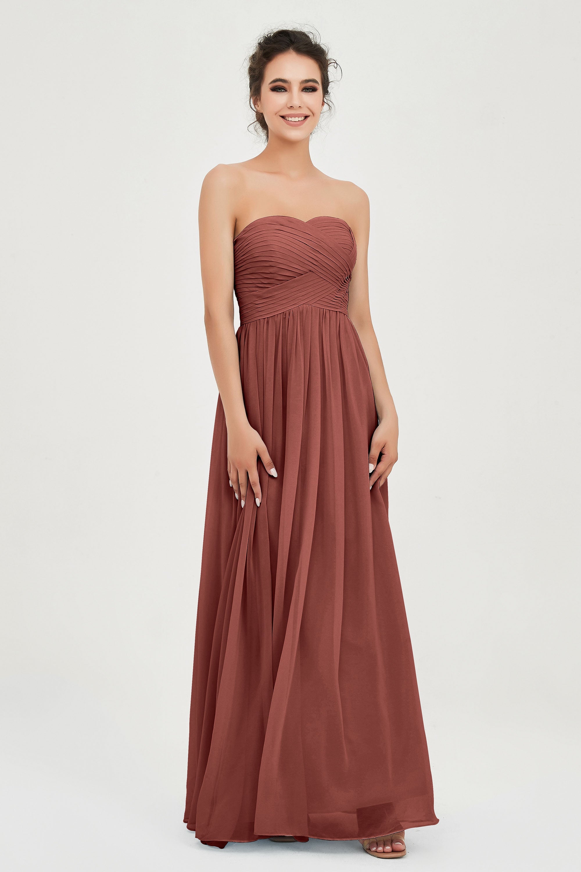 clean-lined bridesmaid dress night-out dress chiffon strapless formal evening gowns