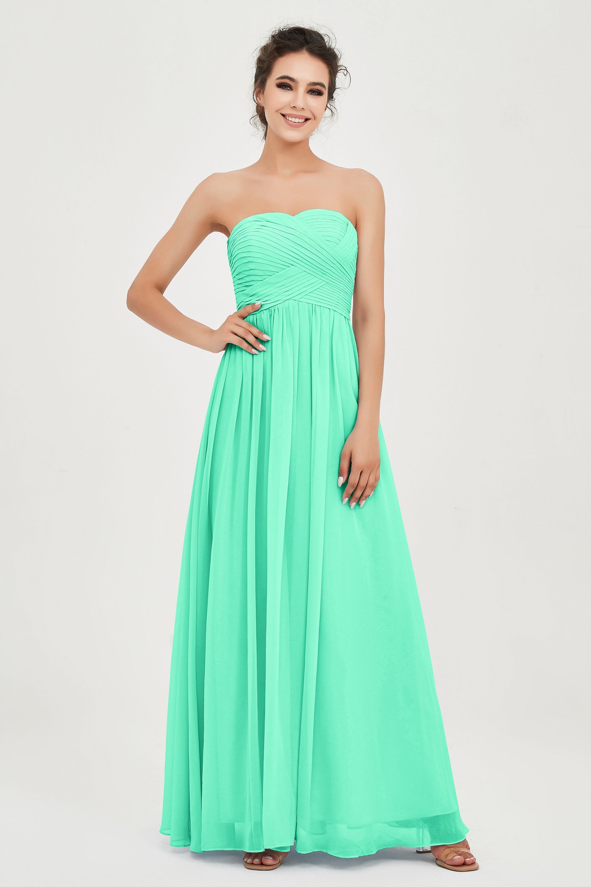 clean-lined bridesmaid dress night-out dress chiffon strapless formal evening gowns