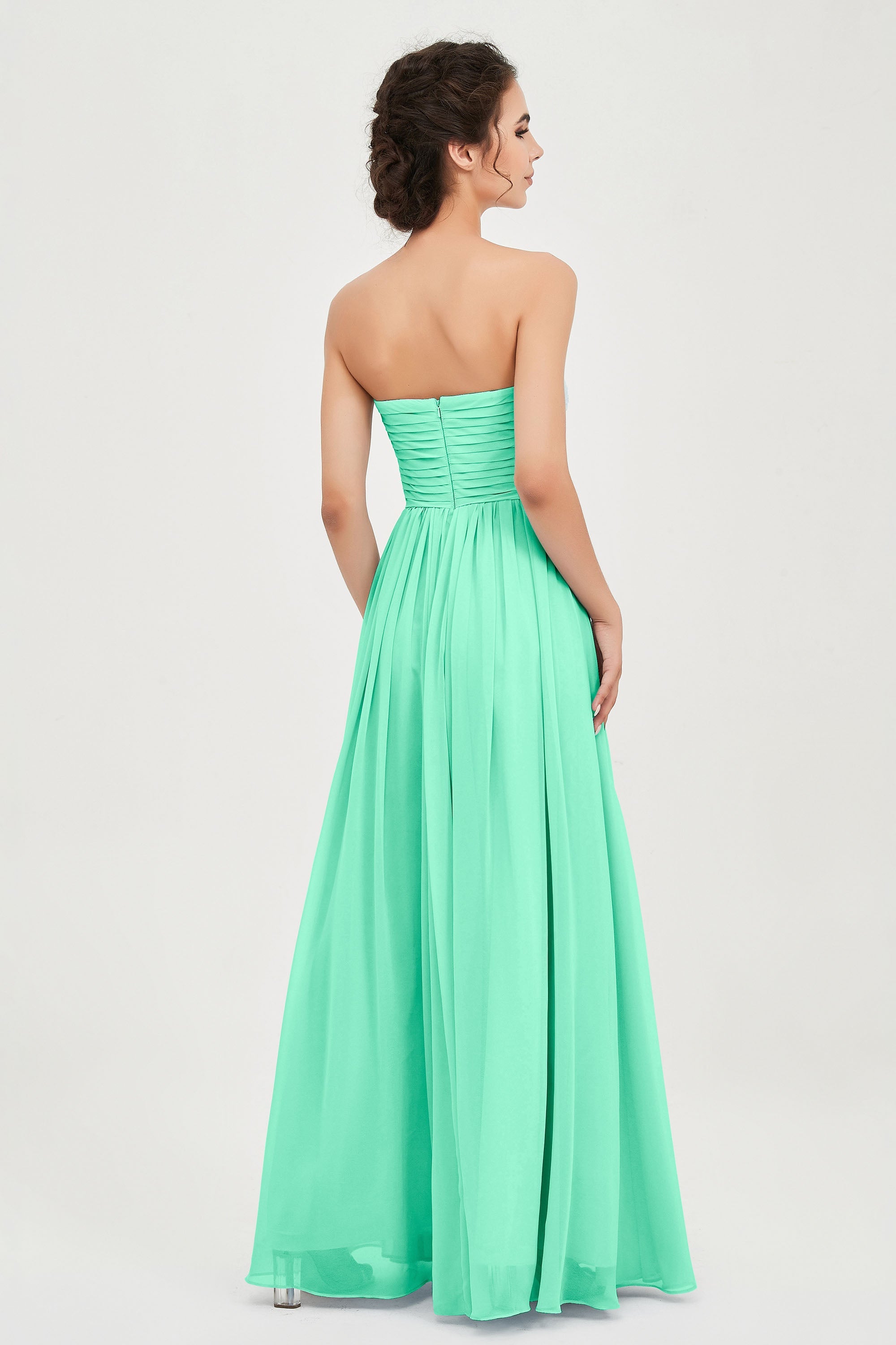 clean-lined bridesmaid dress night-out dress chiffon strapless formal evening gowns