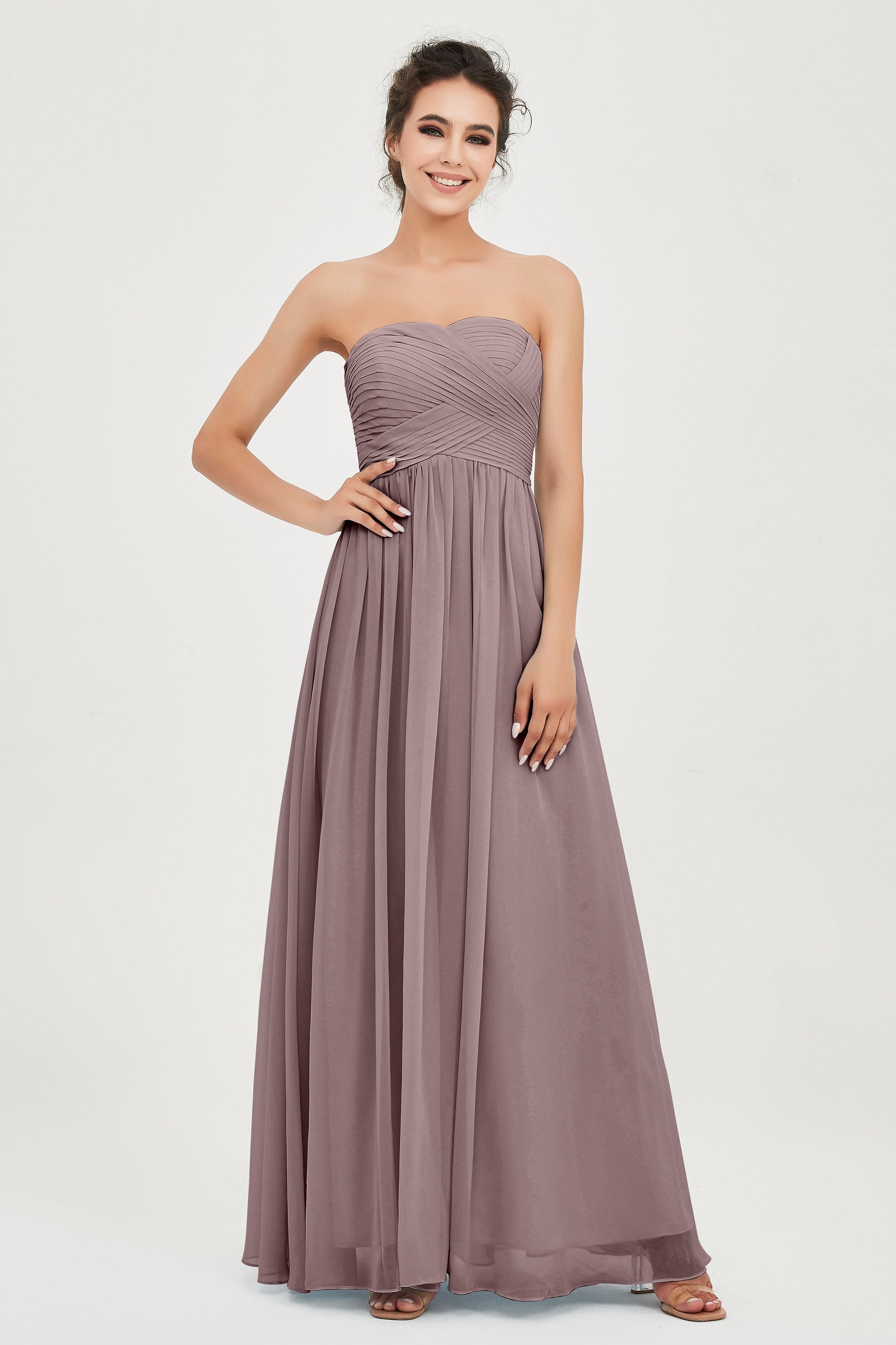 clean-lined bridesmaid dress night-out dress chiffon strapless formal evening gowns