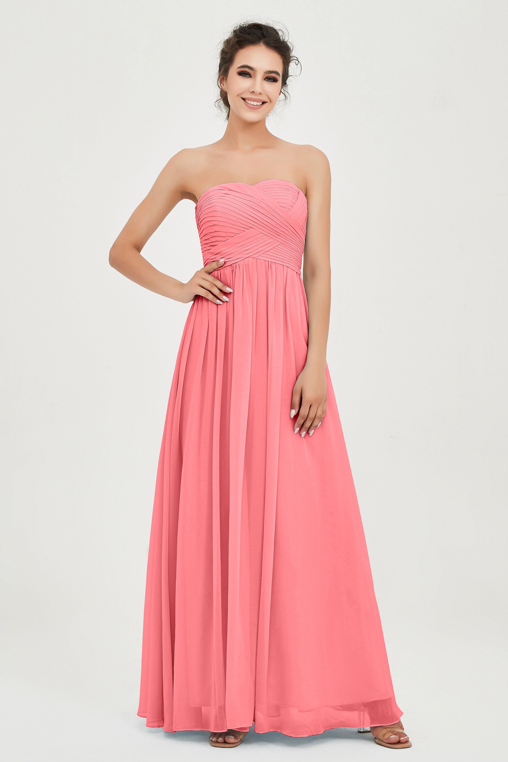 clean-lined bridesmaid dress night-out dress chiffon strapless formal evening gowns