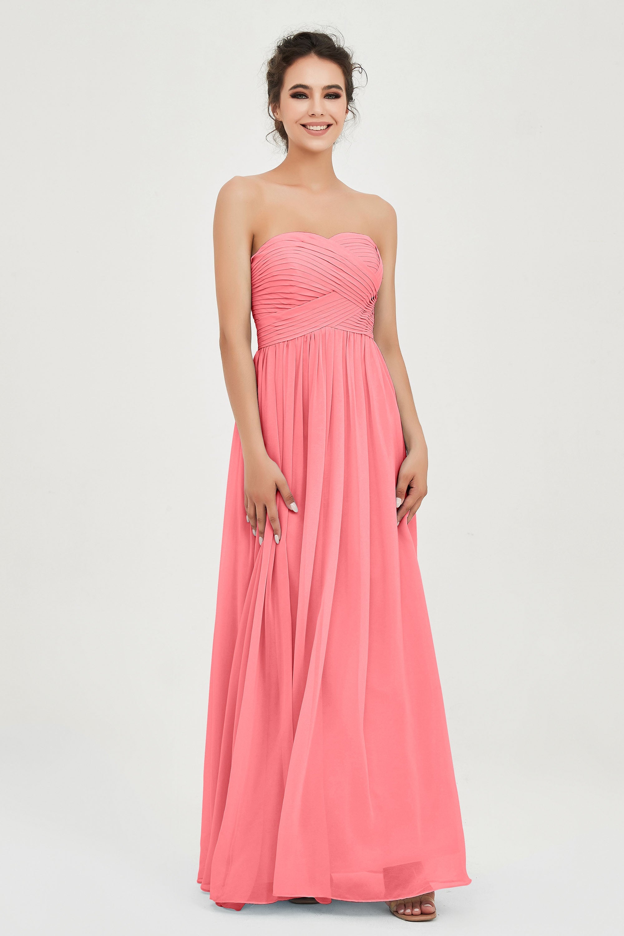 clean-lined bridesmaid dress night-out dress chiffon strapless formal evening gowns