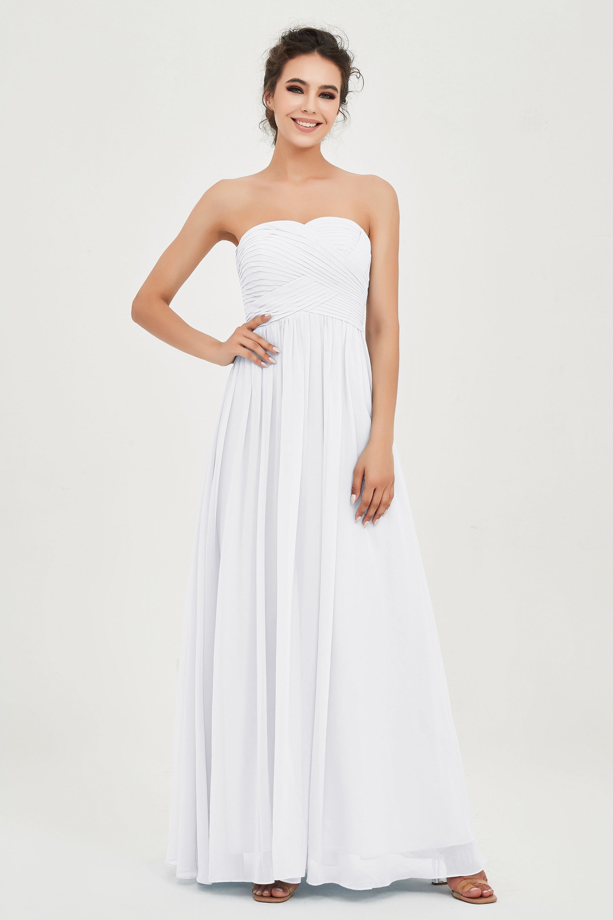 clean-lined bridesmaid dress night-out dress chiffon strapless formal evening gowns