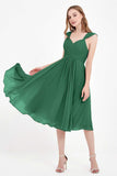 Vestido de gasa largo hasta la rodilla para invitadas de boda, plisado, sin mangas, para madre de la novia