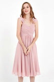 Vestido de gasa largo hasta la rodilla para invitadas de boda, plisado, sin mangas, para madre de la novia