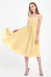 Vestido de gasa largo hasta la rodilla para invitadas de boda, plisado, sin mangas, para madre de la novia