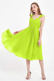 Vestido de gasa largo hasta la rodilla para invitadas de boda, plisado, sin mangas, para madre de la novia