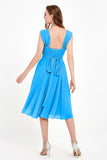Vestido de gasa largo hasta la rodilla para invitadas de boda, plisado, sin mangas, para madre de la novia