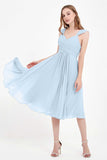 Vestido de gasa largo hasta la rodilla para invitadas de boda, plisado, sin mangas, para madre de la novia