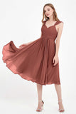 Vestido de gasa largo hasta la rodilla para invitadas de boda, plisado, sin mangas, para madre de la novia