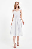 Vestido de gasa largo hasta la rodilla para invitadas de boda, plisado, sin mangas, para madre de la novia