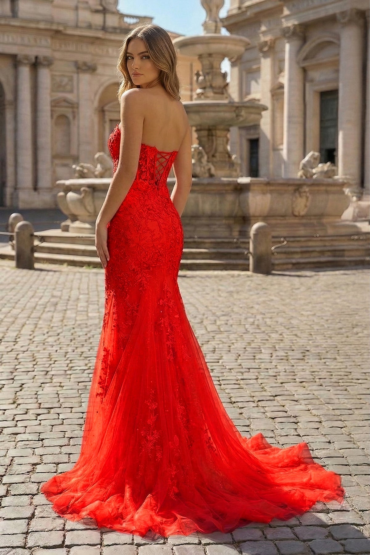 Mermaid Sweetheart Tulle Lace Prom Dress