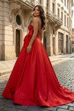 A-Line Sweetheart Lilac Beaded Long Prom Dresses With Bow