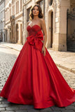 A-Line Sweetheart Lilac Beaded Long Prom Dresses With Bow