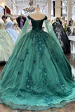 Red Long Sleeves 3D Flowers Quinceanera Dresses Appliqued