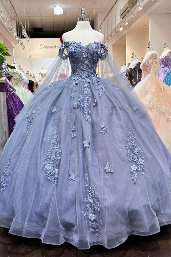 Red Long Sleeves 3D Flowers Quinceanera Dresses Appliqued